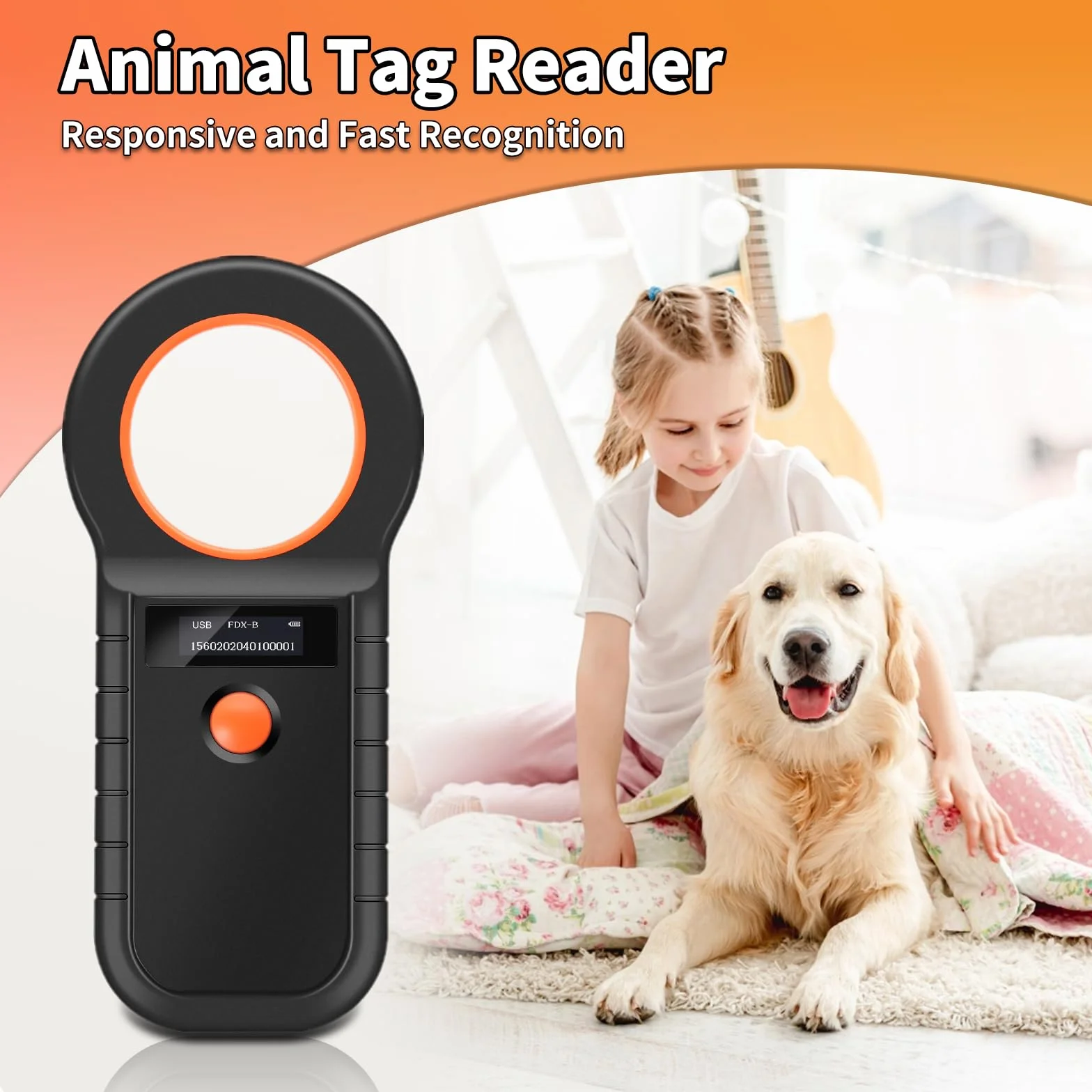 Lecteur de Puces OLED pour Chiens et Chats, Scanner de Micropuces USB Rechargeable EMID FDX-B ISO 11784 11785
