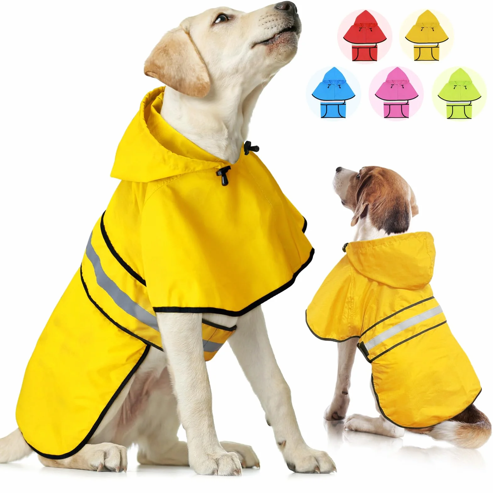 Weesiber Manteau de Pluie Imperméable Réfléchissant pour Chien, Étanche Ultraléger Aéré, Veste Ajustable Poncho (S, Jaune)