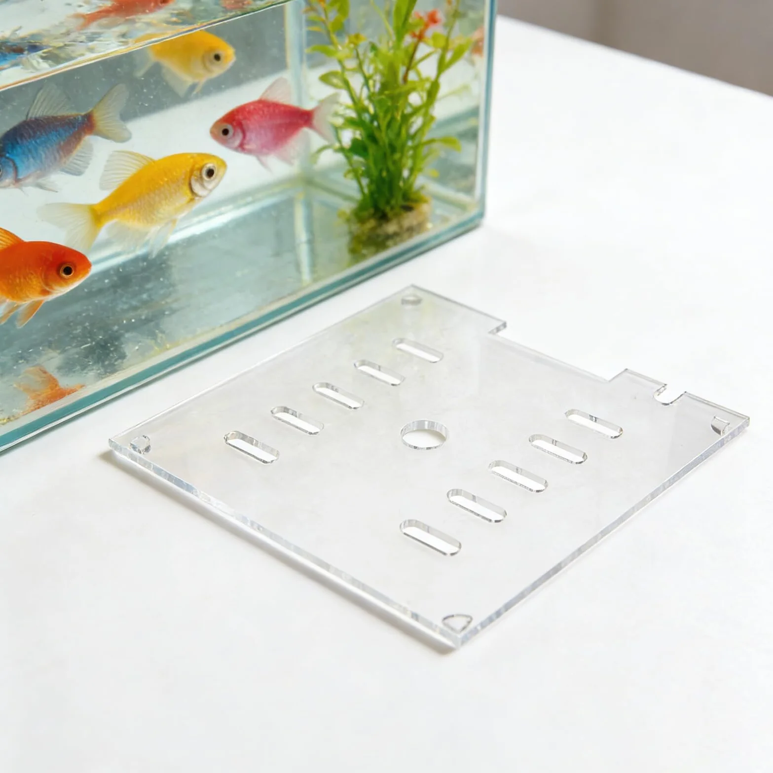 ARTIBETTER Couvercle en Acrylique Transparent 20x20 Cm pour Aquarium, Protection Anti-Saut Carré avec Grille