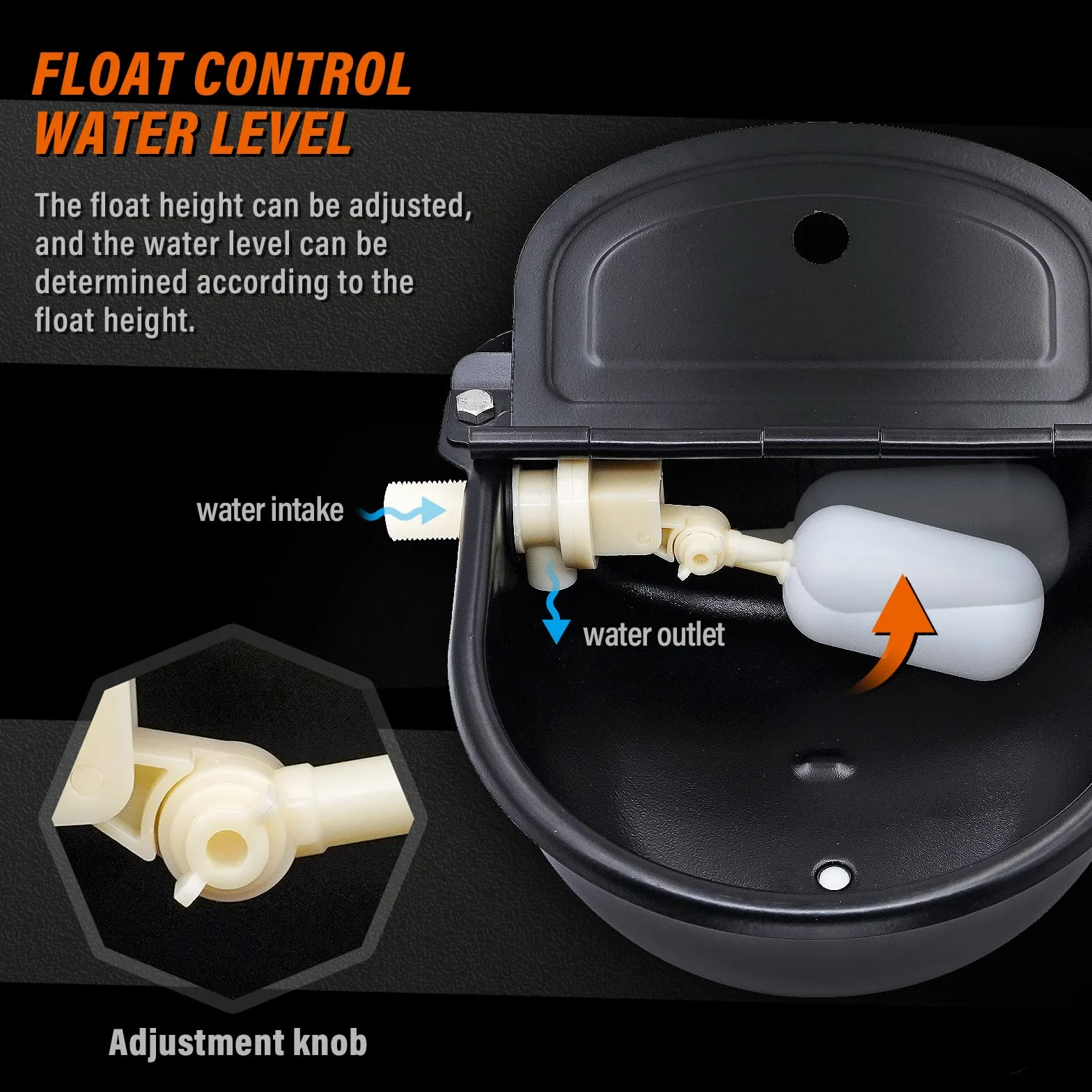 Abreuvoir Automatique en Acier Inoxydable avec Flotteur pour Chevaux, Bovins, Moutons, Porcs