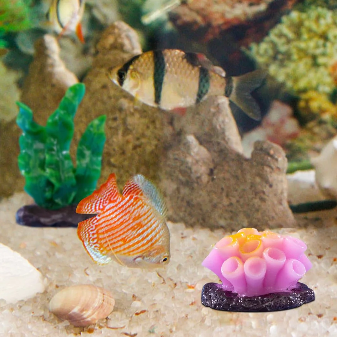 Décorations d'aquarium Corail Artificiel 6 Pièces Plantes Aquatiques