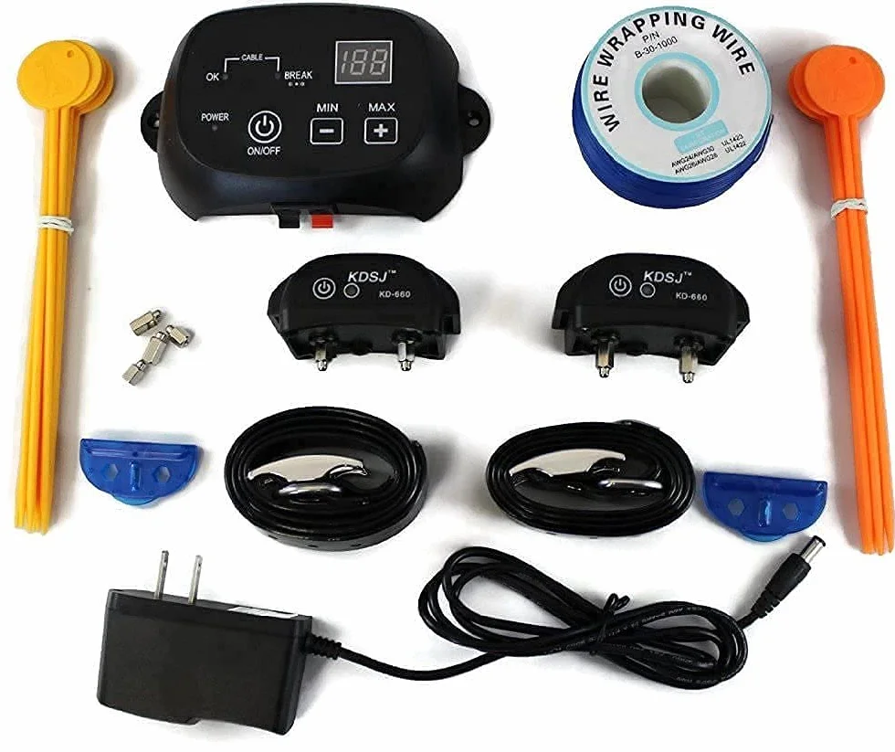 Patpet Cloture Electrique pour 2 Chiens Collier Anti Fugue Etanche Rechargeable