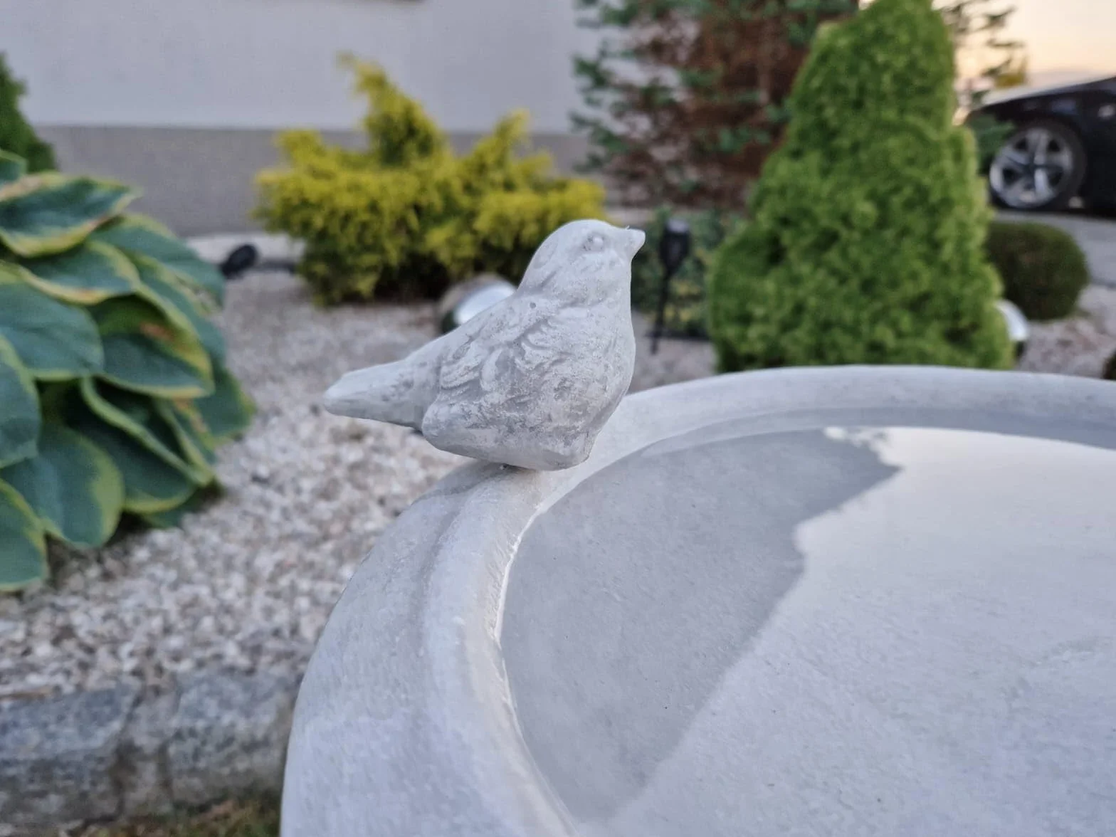Bain d'oiseau Antique sur Colonne décorative en Pierre coulée