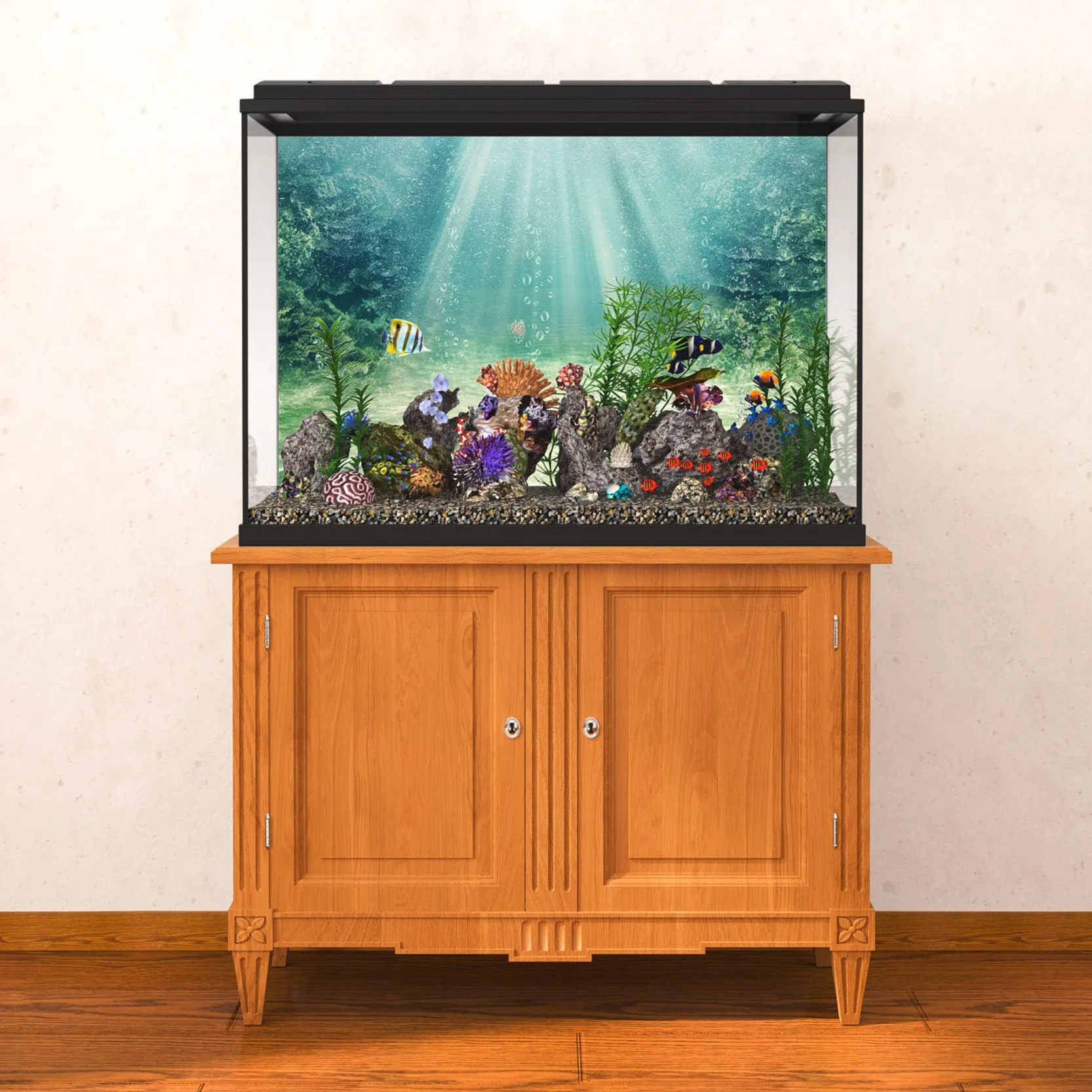 Fond d'aquarium 120x46cm Plante Aquatique Vinyle Toile de Fond Océan