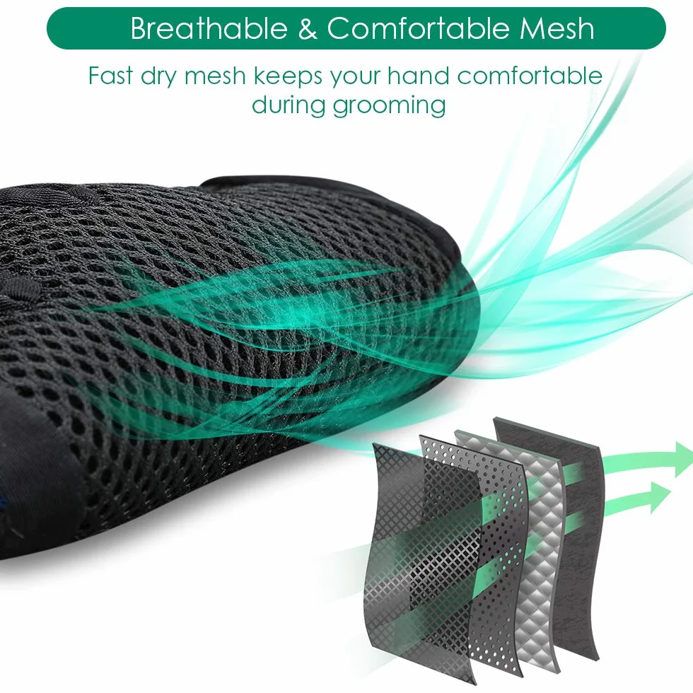 DELOMO Gants de Toilettage pour Animaux - Brosses Douces pour Chats - 1 Paire (Vert)