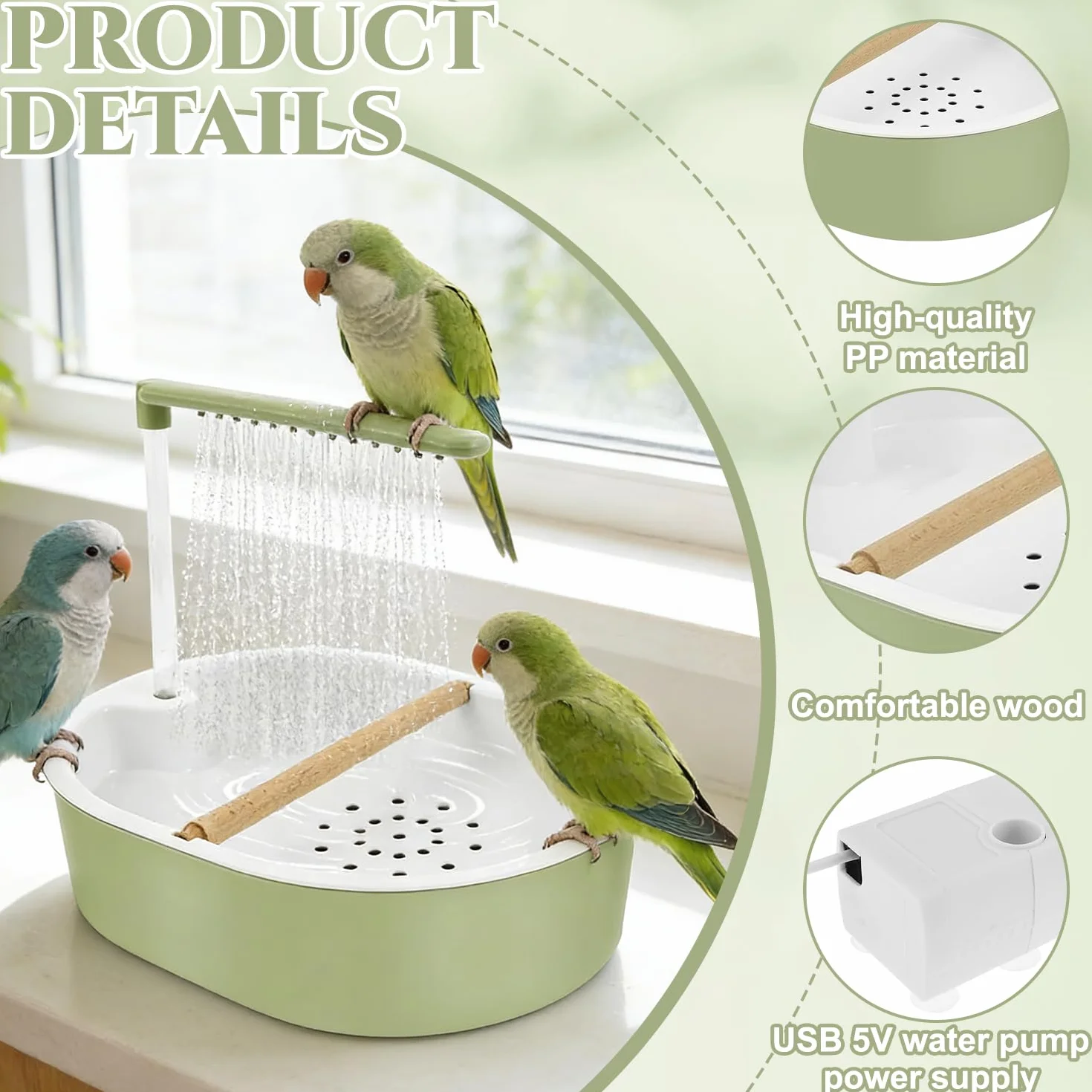 Douche à Oiseaux Automatique pour Perroquets Perruches Calopsittes