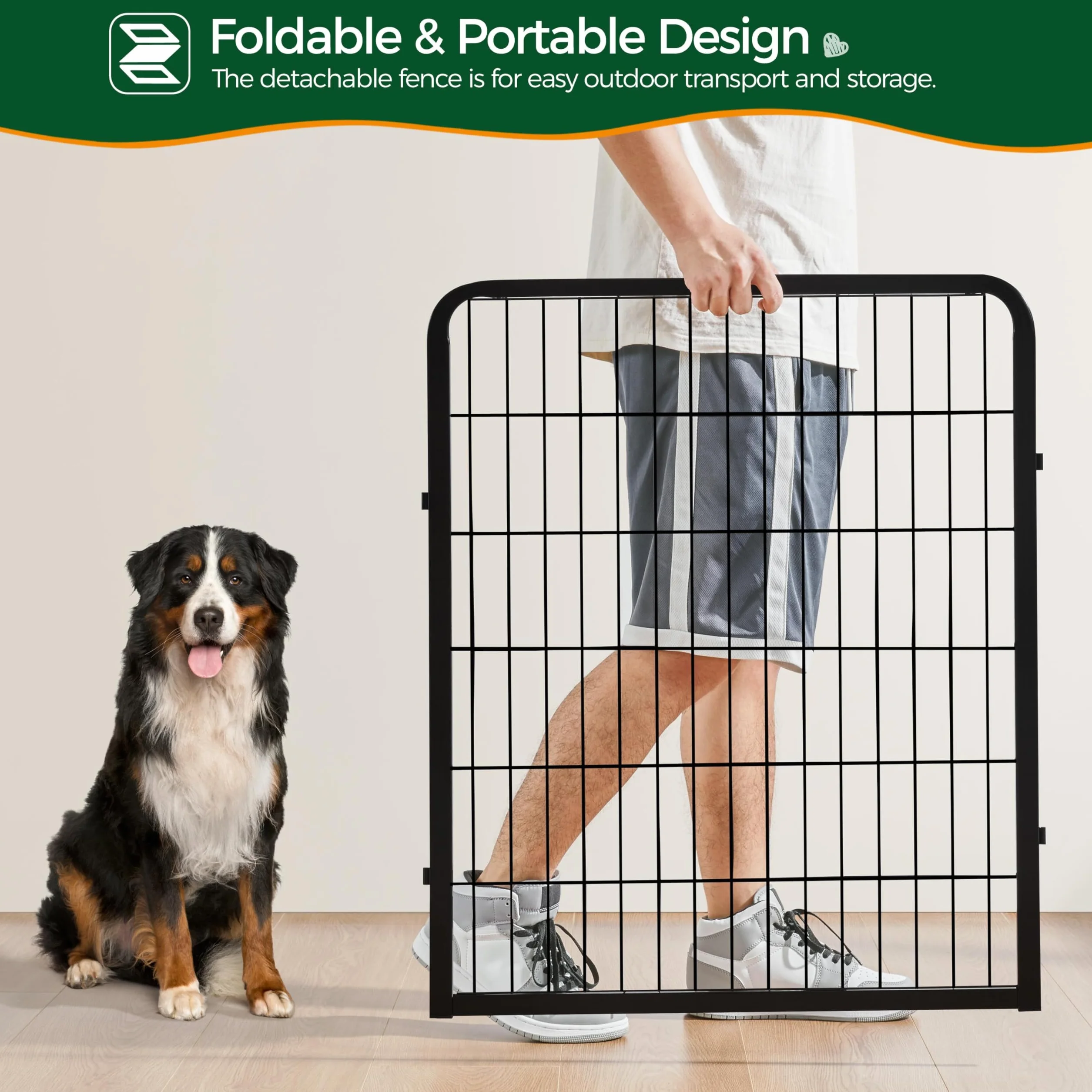 Abician Parc pour Chien en Métal 16 Panneaux 80 cm Enclos Intérieur Extérieur