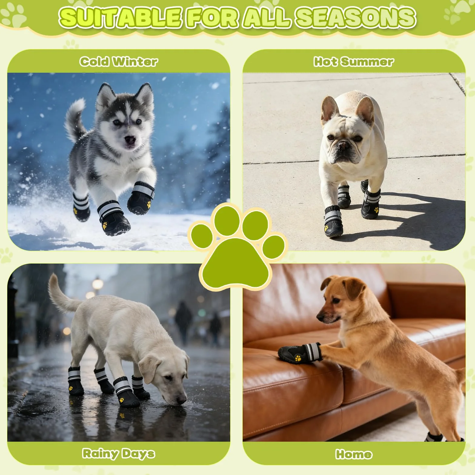 Chaussures de Chien Imperméables avec Sangles Réfléchissantes et Semelle Antidérapante pour Moyen Grand Chien (5#)