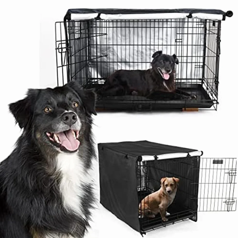Housse de cage pour chien grande taille extérieure en tissu Oxford imperméable thermique coupe-vent