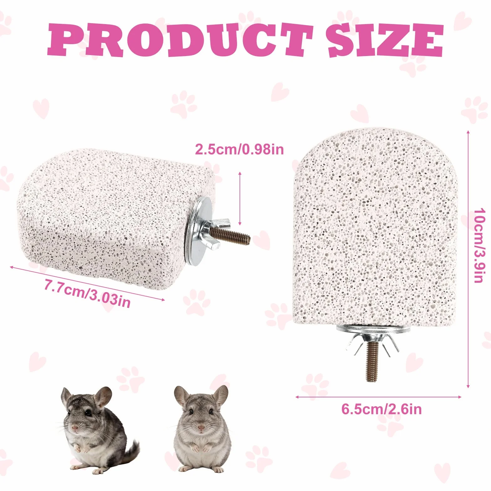 Lot de 2 Plateformes d'escalade en Lave et en Pierre Ponce pour Chinchillas, Écureuils Cochons d'Inde et Hamsters Jouet à Mâcher pour User Les Dents Accessoires de Cage (Petit)