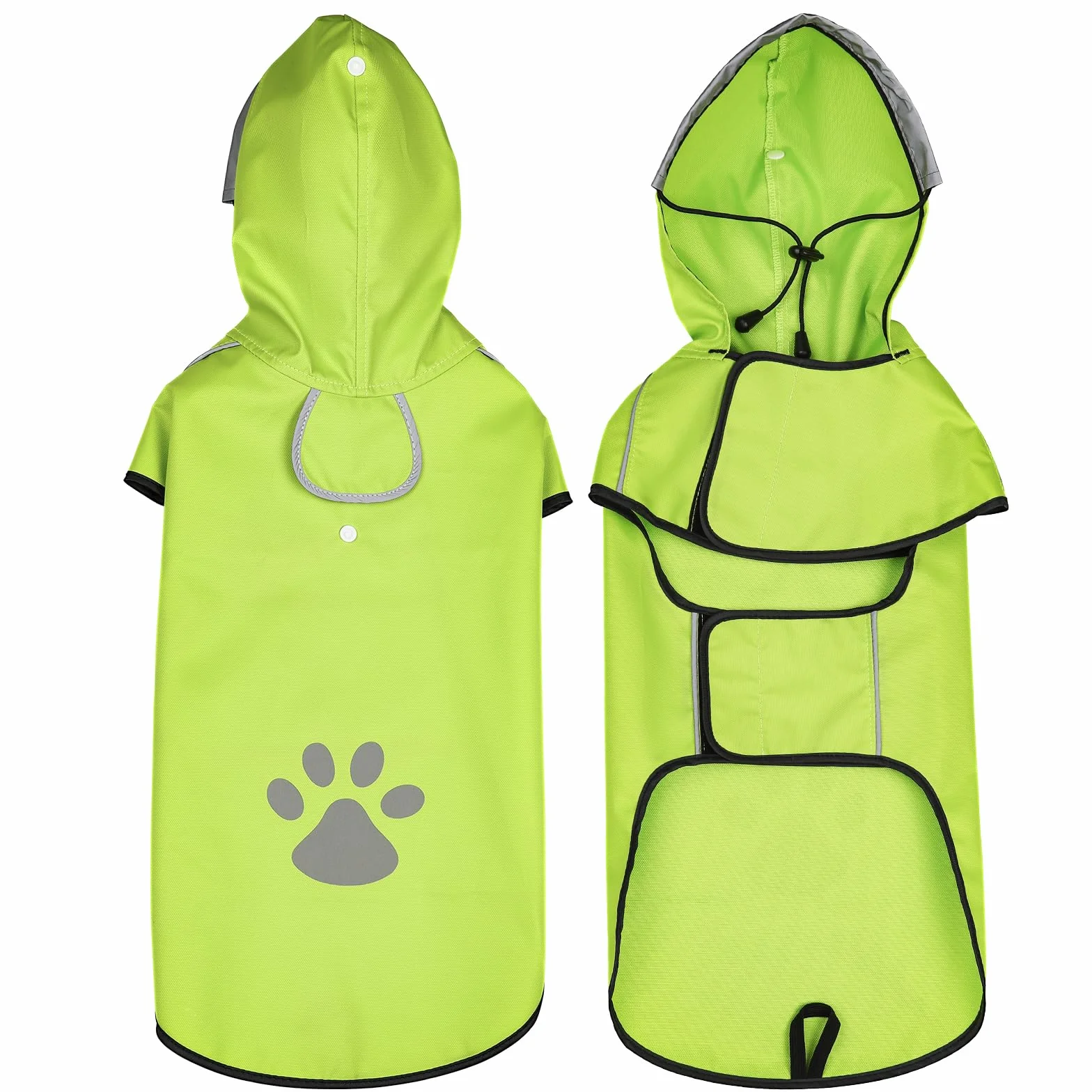 Manteau Chien Imperméable Réglable avec Capuchon, Manteaux Pluie Réfléchissants pour Chiens Petits, Moyens et Gros, 100% Étanche et Aéré