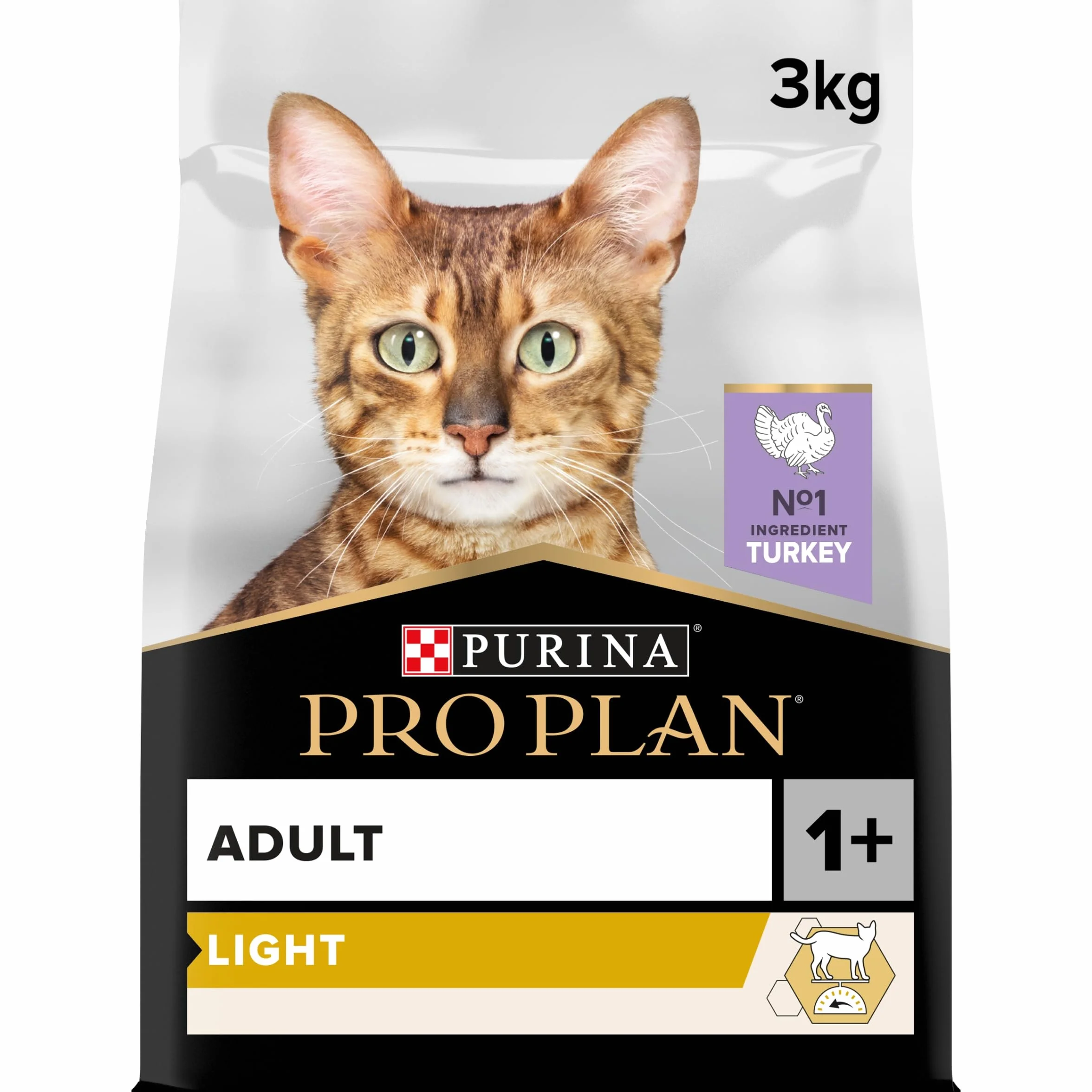 PURINA PRO PLAN Light Croquettes Chat Adulte Surpoids Faibles Matières Grasses Dinde 3KG