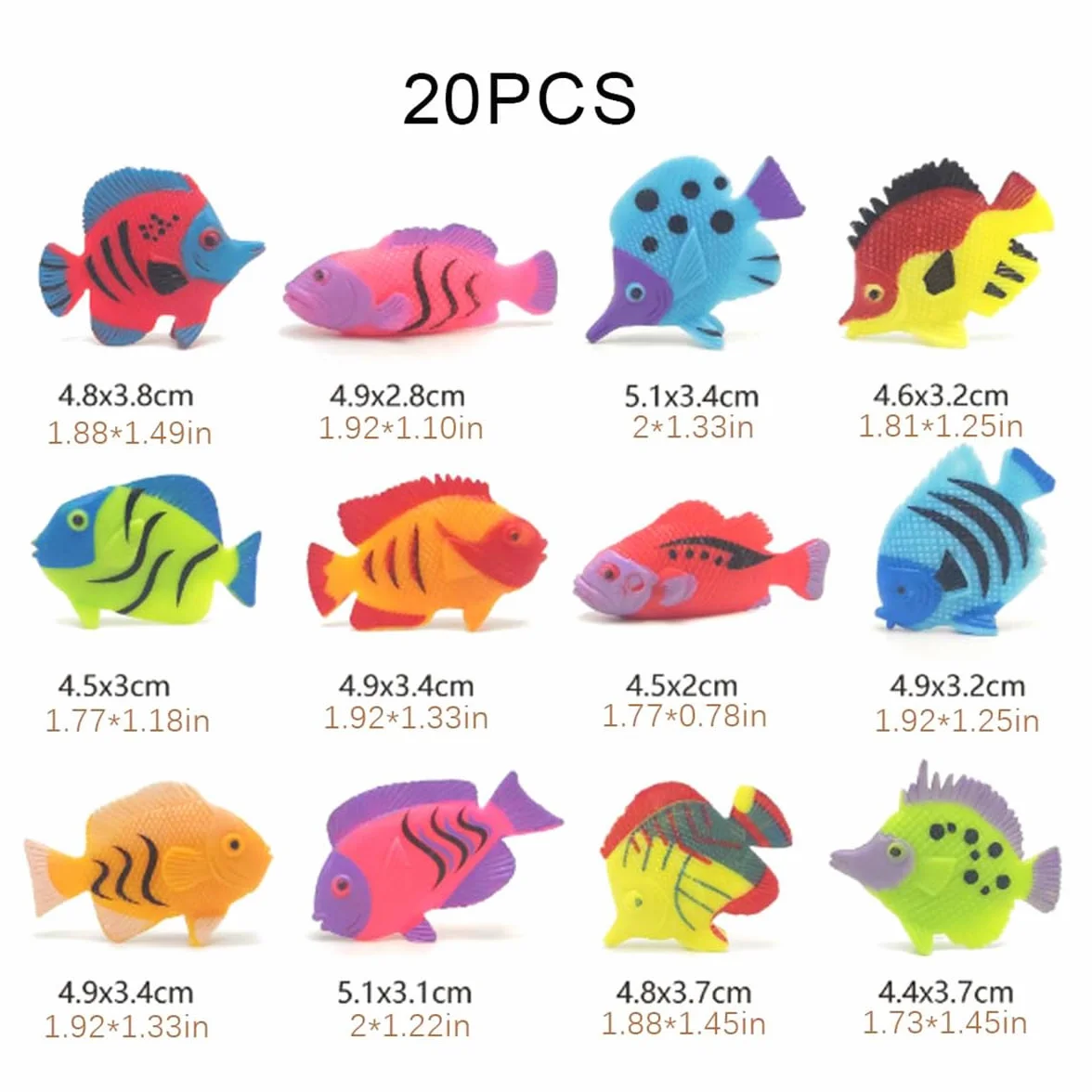 Poissons Artificiels en Mouvement Poissons Flottants en Plastique Ornement de Poisson Réaliste Décorations d'Aquarium (20 Pcs)