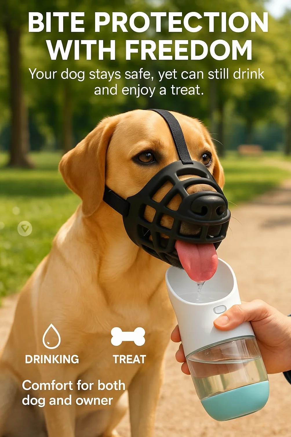 Museliere pour Chiens – Flamingo Muzzle Benzo Noir – Taille L – Silicone Souple – Sangles Réglables – Sécurité et Confort