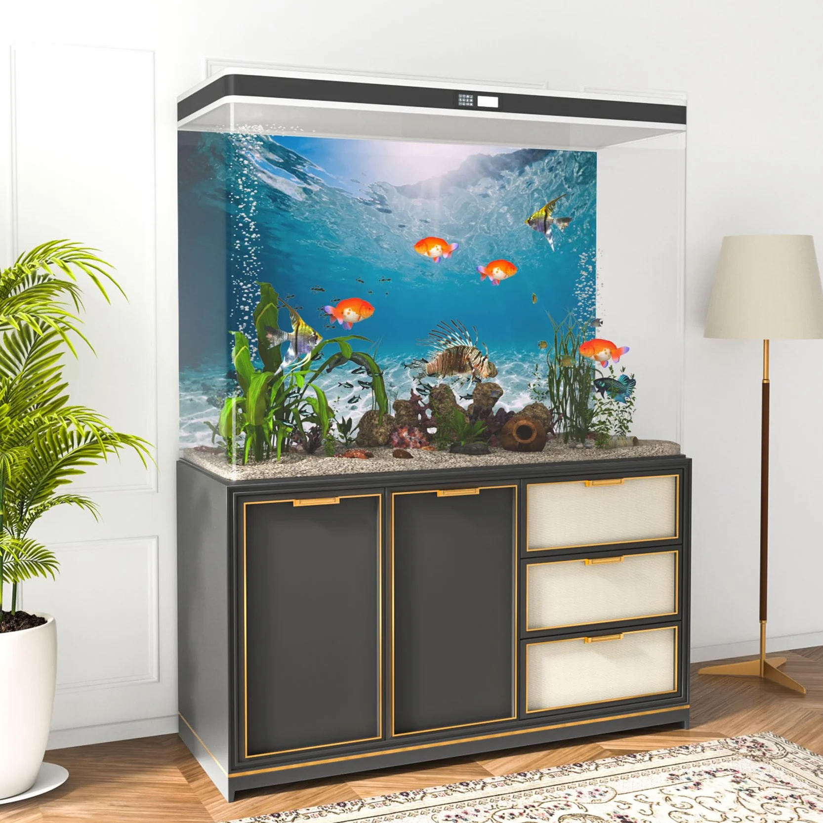 Winylowe Tło Akwarium Ocean Podwodny 61x30cm