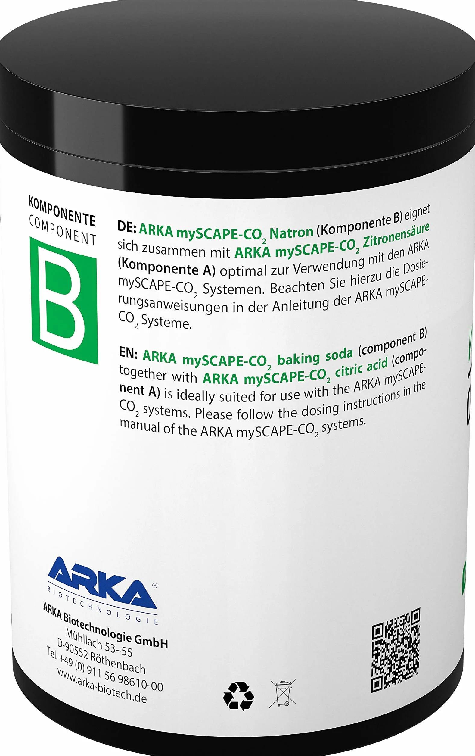 ARKA Recharge CO2 Aquarium mySCAPE-CO2 Refiller 2×600 g Acide citrique Bicarbonate Engrais CO2 Diffusion Stable