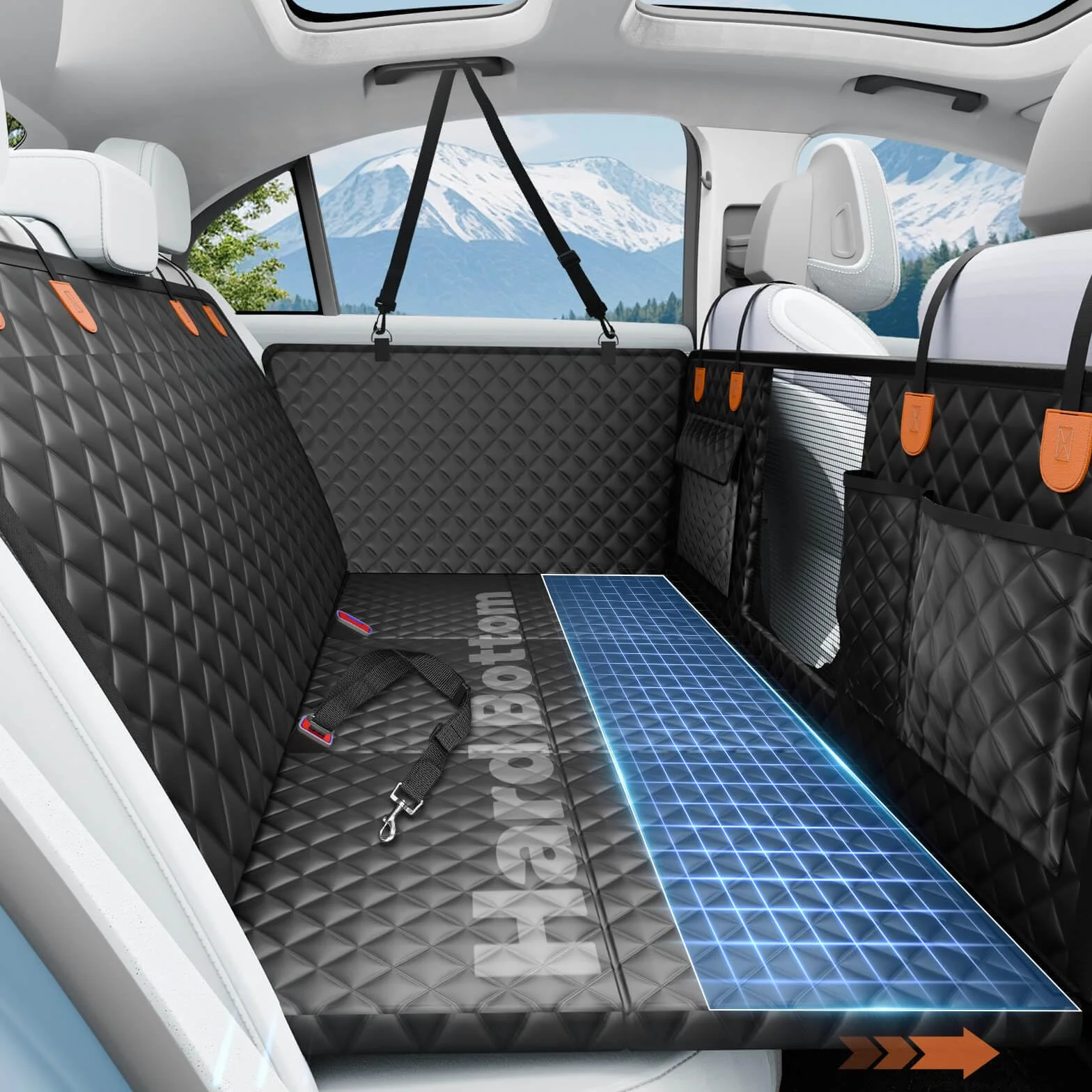 Protection Voiture Chien Imperméable Housse Protege Voiture Fond Rigide Extension pour Voitures et SUV 400lb