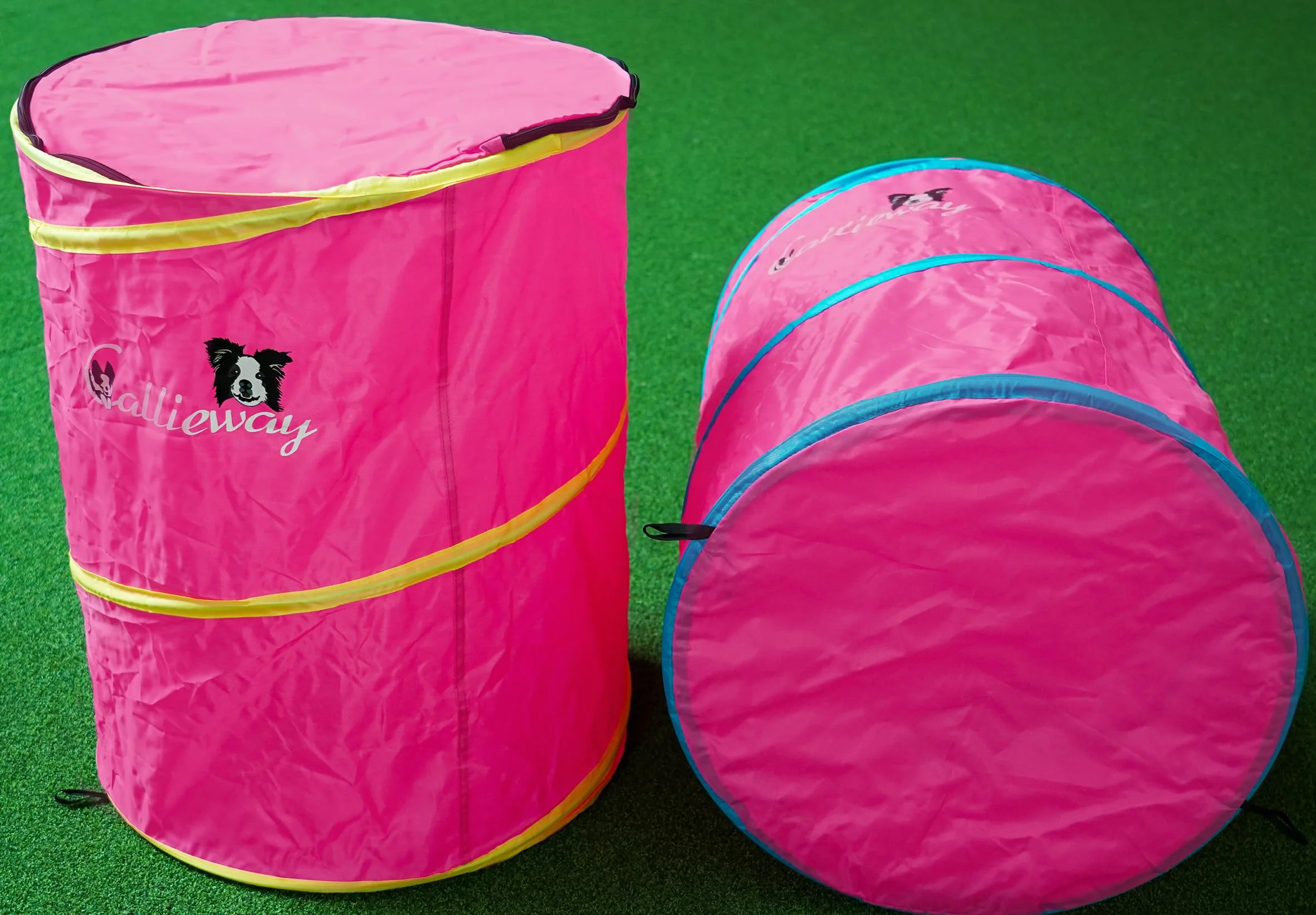 Callieway Hoopers Agility Barrel Tonneau d'entraînement pour chien lot de 2 bleu Fuchsia