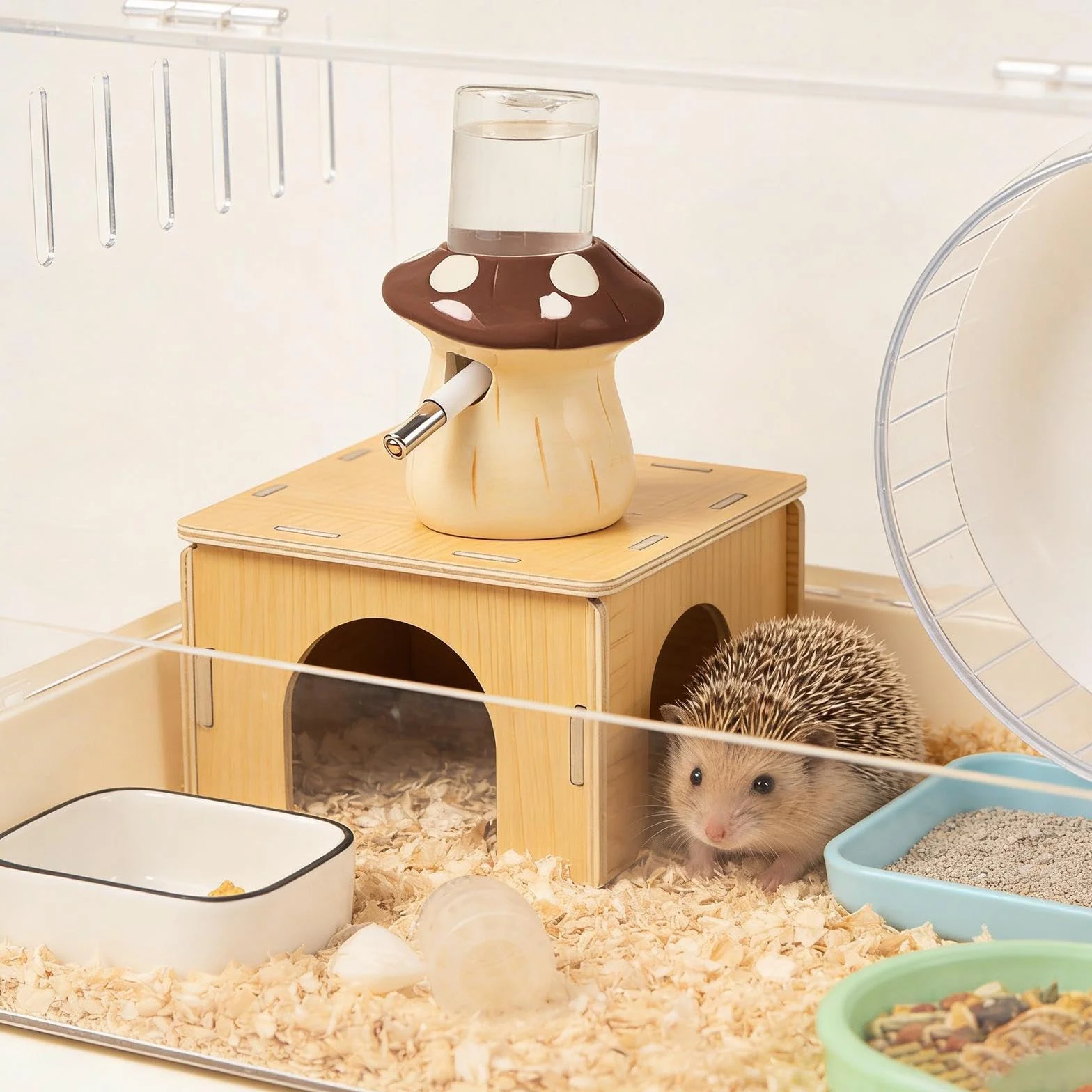 Sharplace Bouteille d'eau pour Hamster en Céramique à Motifs, Distributeur pour Petits Animaux, Brun