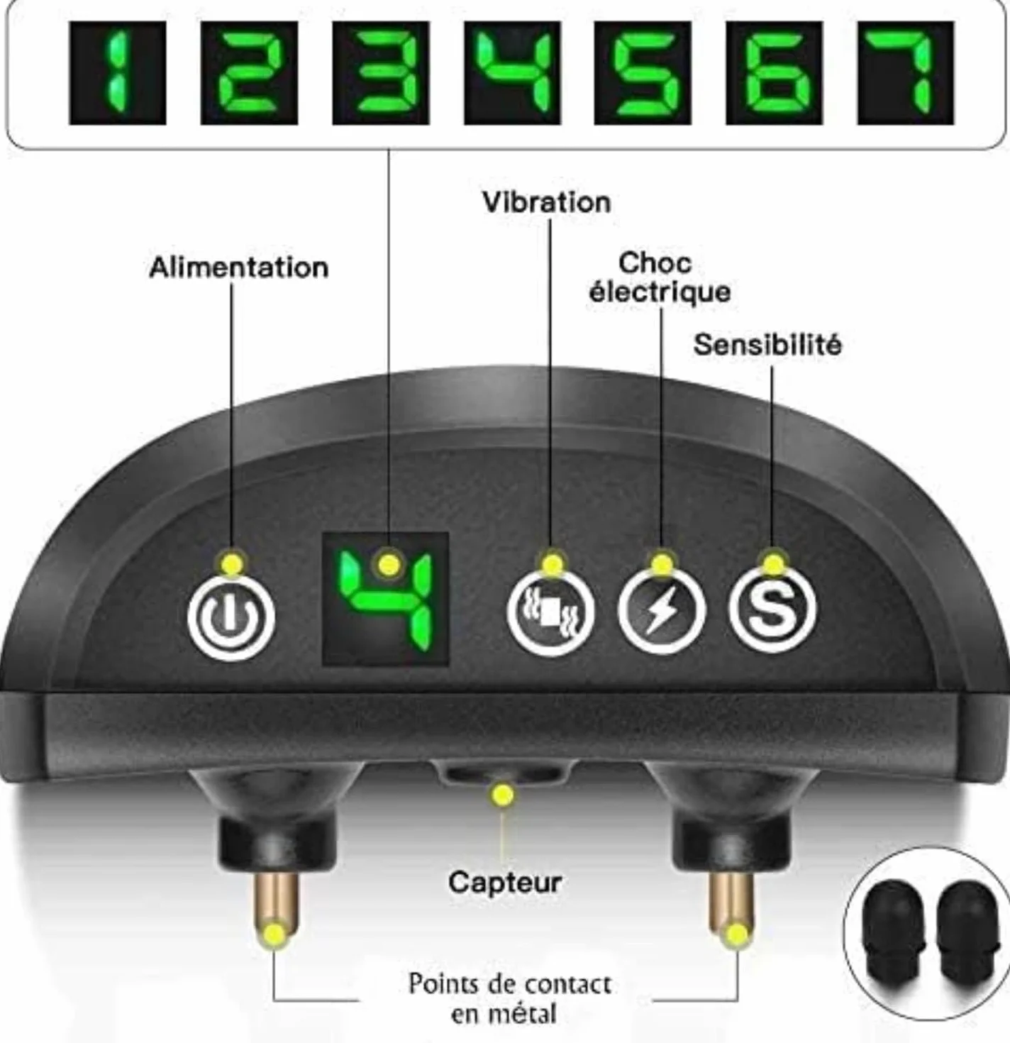Collier Anti-aboiement Chien 3 Modes Choc Électrique Vibration Sensibilité Batterie Rechargeable Sangle Réfléchissant Réglable
