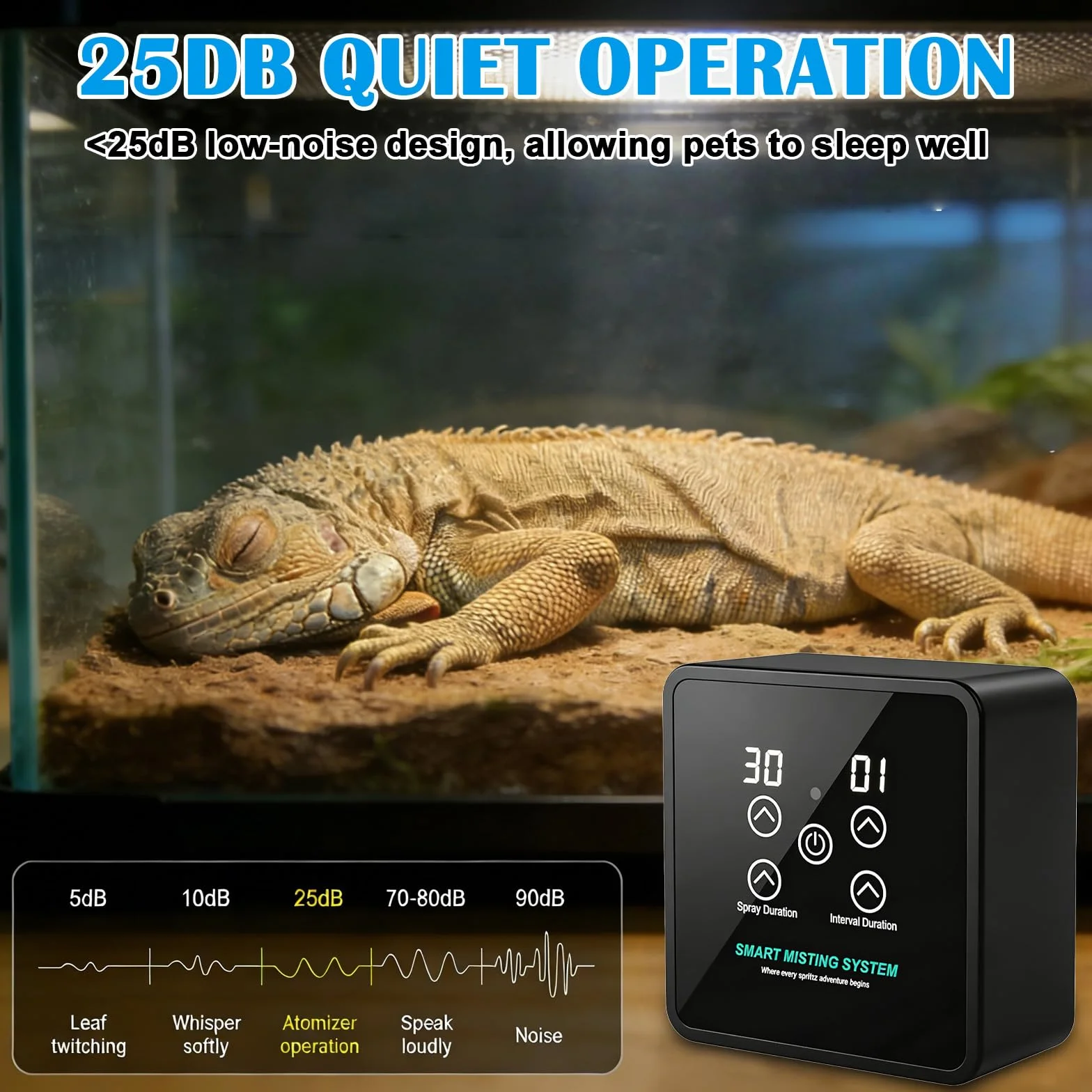 Système de Brumisation Terrarium avec Minuterie, Buse Réglable 360°, Humidificateur Intelligent Reptiles