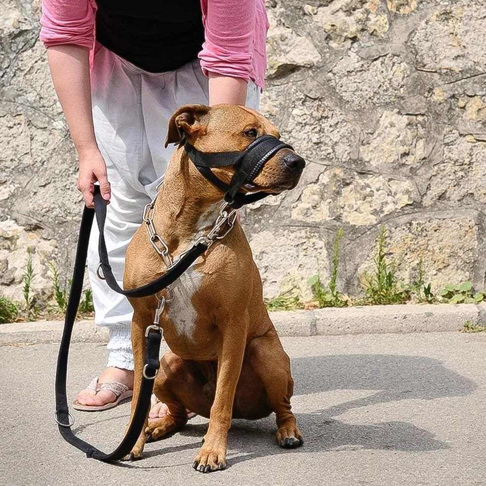ILEPARK Muselière en Nylon Réglable pour Chiens Anti Aboiement Anti-Morsure XL Noir