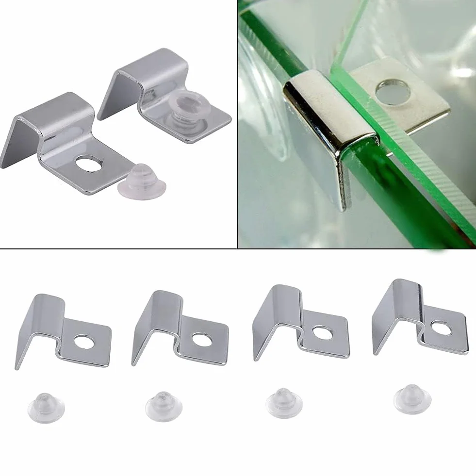 Aquarium Verre Couvercle Clip Support en Acier Inoxydable 4 PCS/Set