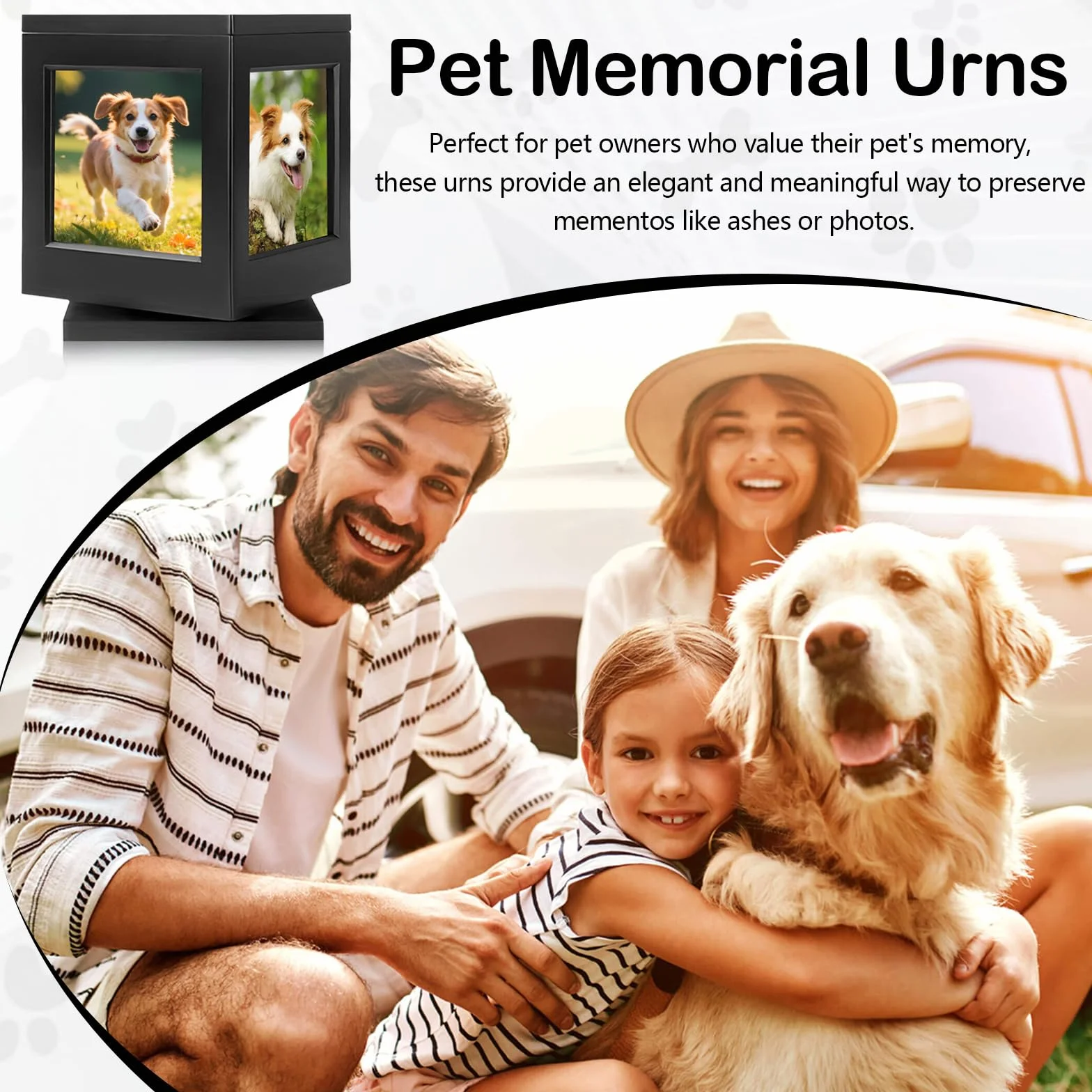 Urne Funéraire pour Chien en Bois avec Cadre Photo, Urne pour Animaux de Compagnie Commémorative Personnalisée