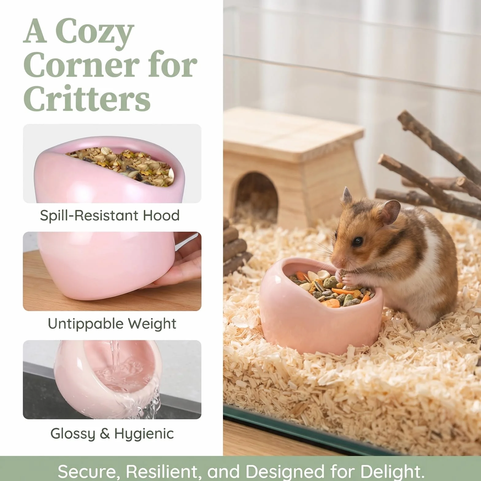 Bols en Céramique pour Hamster 3 Pièces Anti-morsures Mangeoire