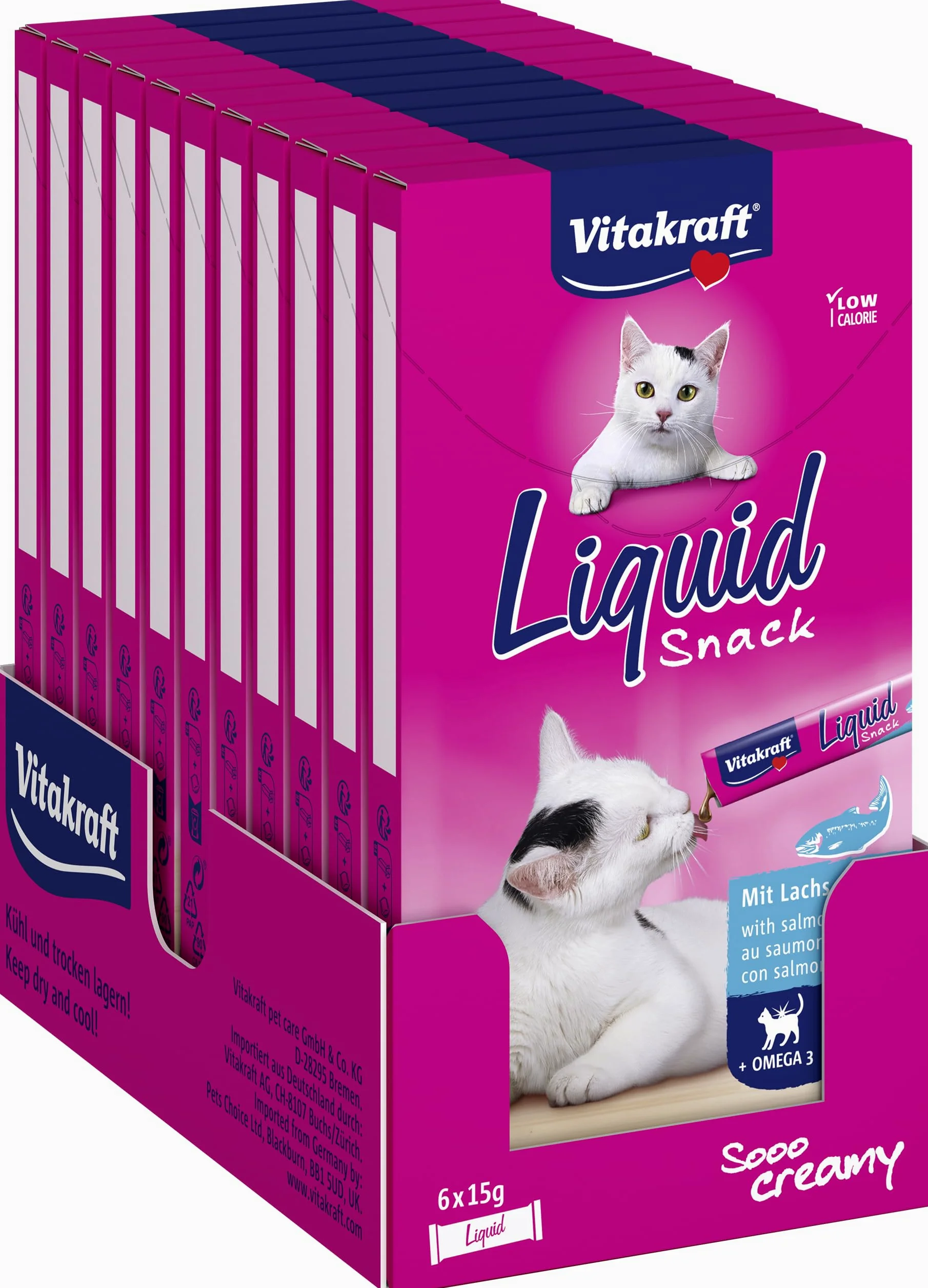 Snacks Vitakraft pour Chats Saumon de collation Liquide pour Chats - 11 x 90g