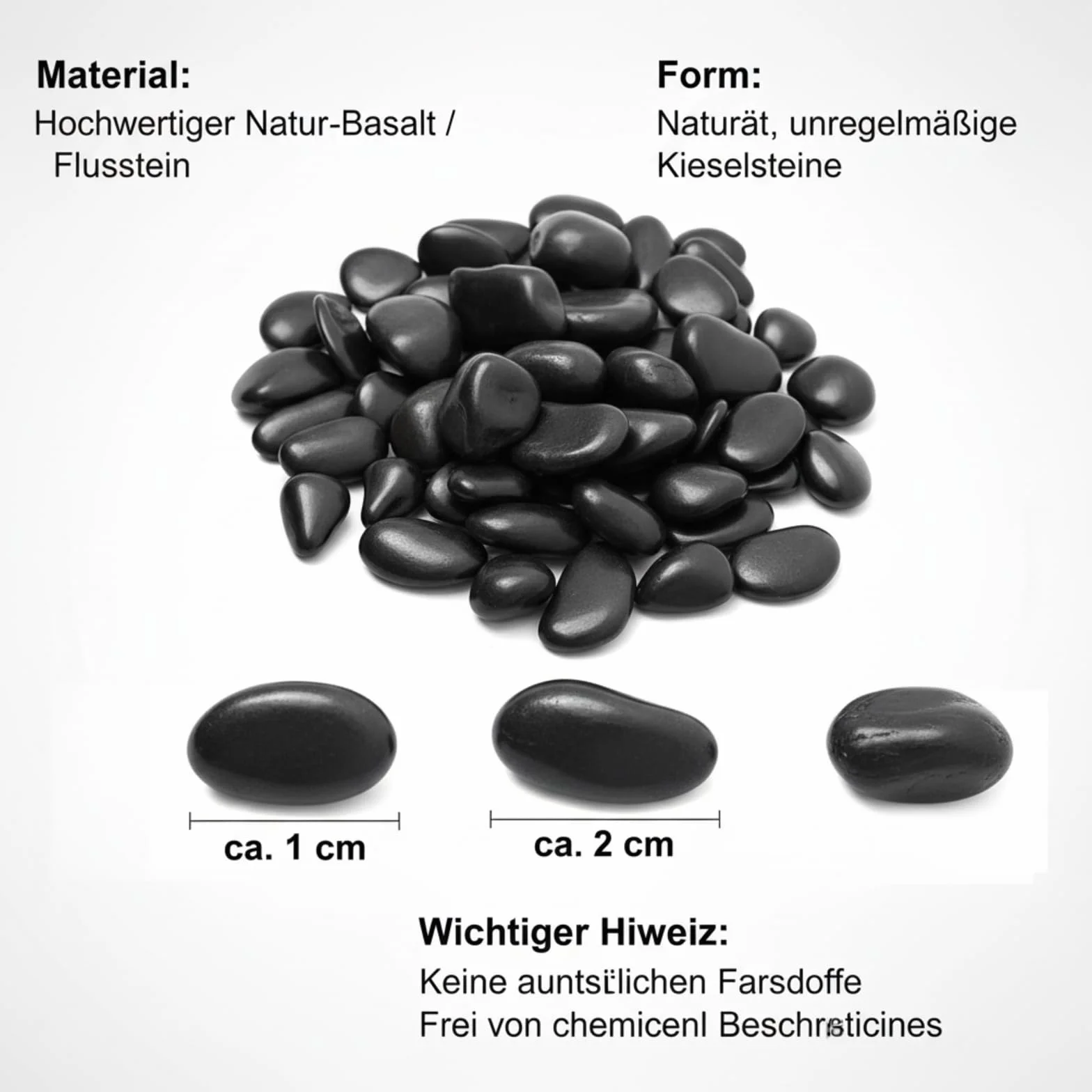 Galets Naturels Noir Poli 1 kg 3-5 cm Décoratifs pour Aquarium Jardin Plantes Bambou