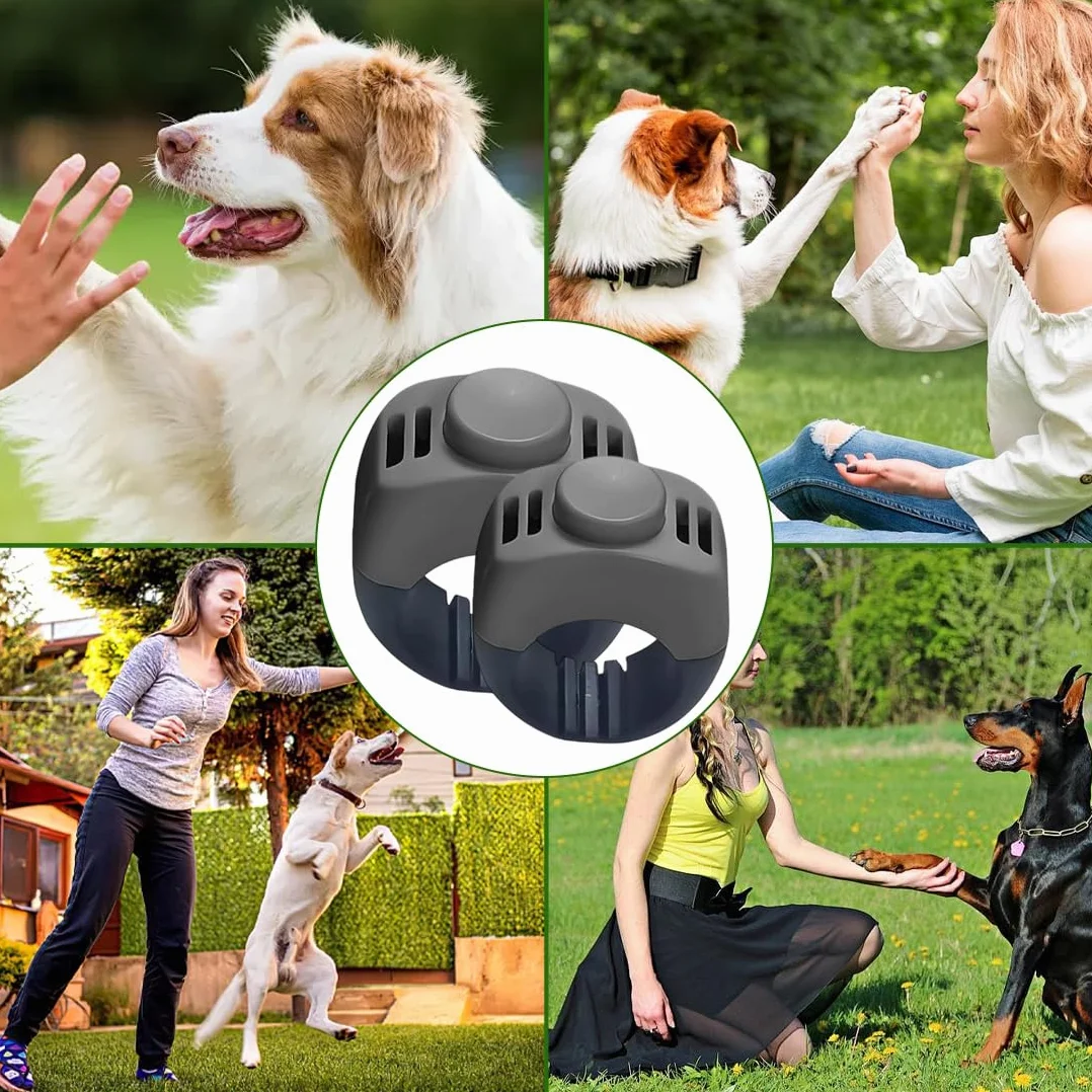 2 Clickers pour Chien avec Anneau de Doigt - Accessoire Pratique pour l'Éducation des Chiens, Chats et Chevaux (19mm/21mm) (Gris)