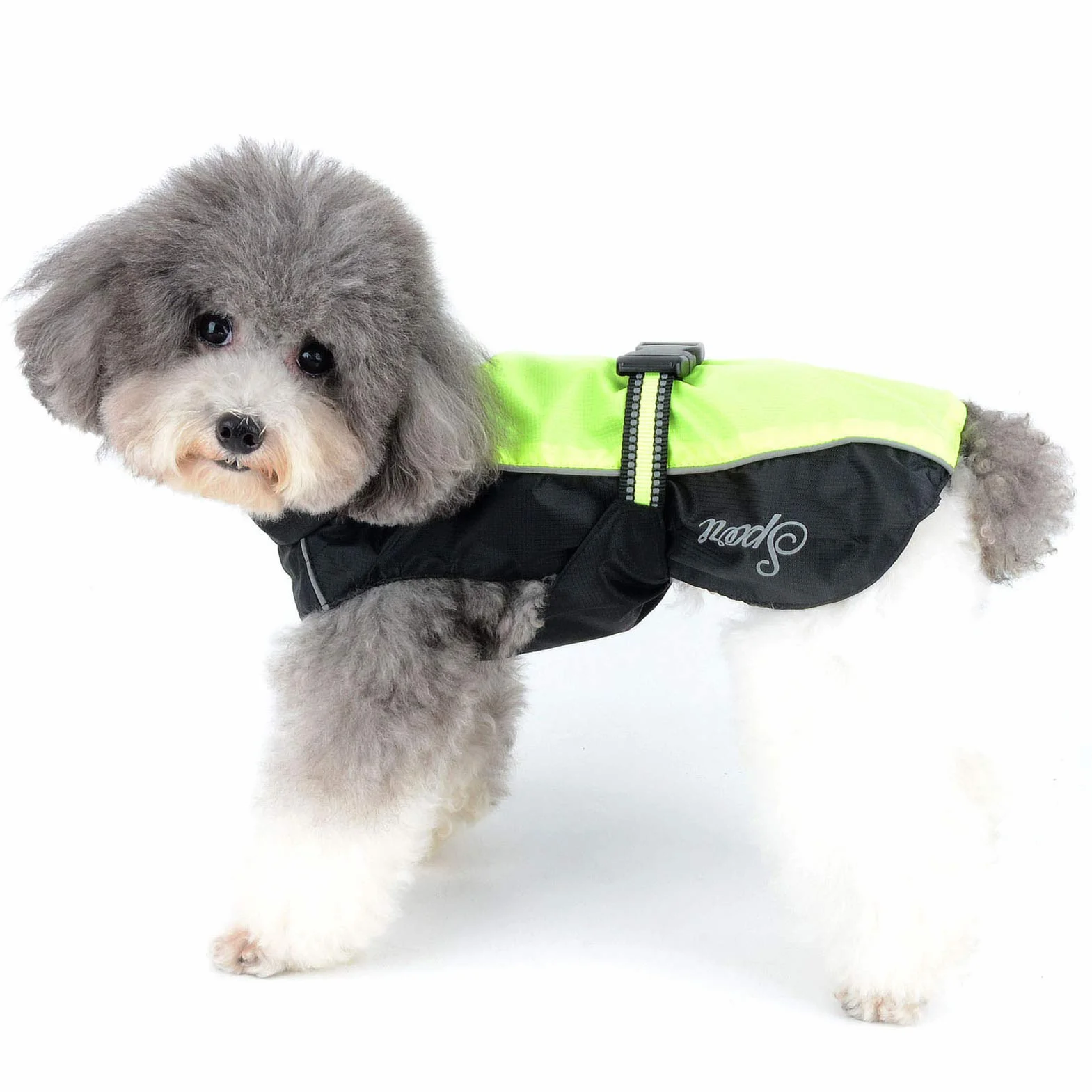 Manteau Imperméable Réfléchissant pour Chien Chat Veste Sécurité Coupe-Vent Légère Vert M