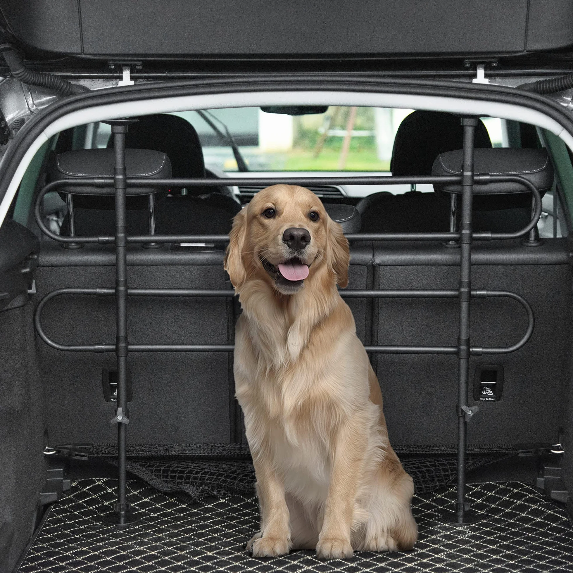 PawHut Grille de Séparation pour Chien Universel, Barrière Extensible Acier Noir 87-135 cm