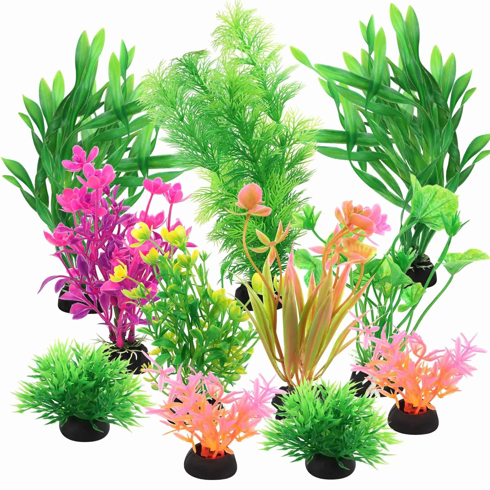Aquarium Decoration Plante, 11 Pièces Vert Plantes Artificielle pour Aquarium et Terrarium