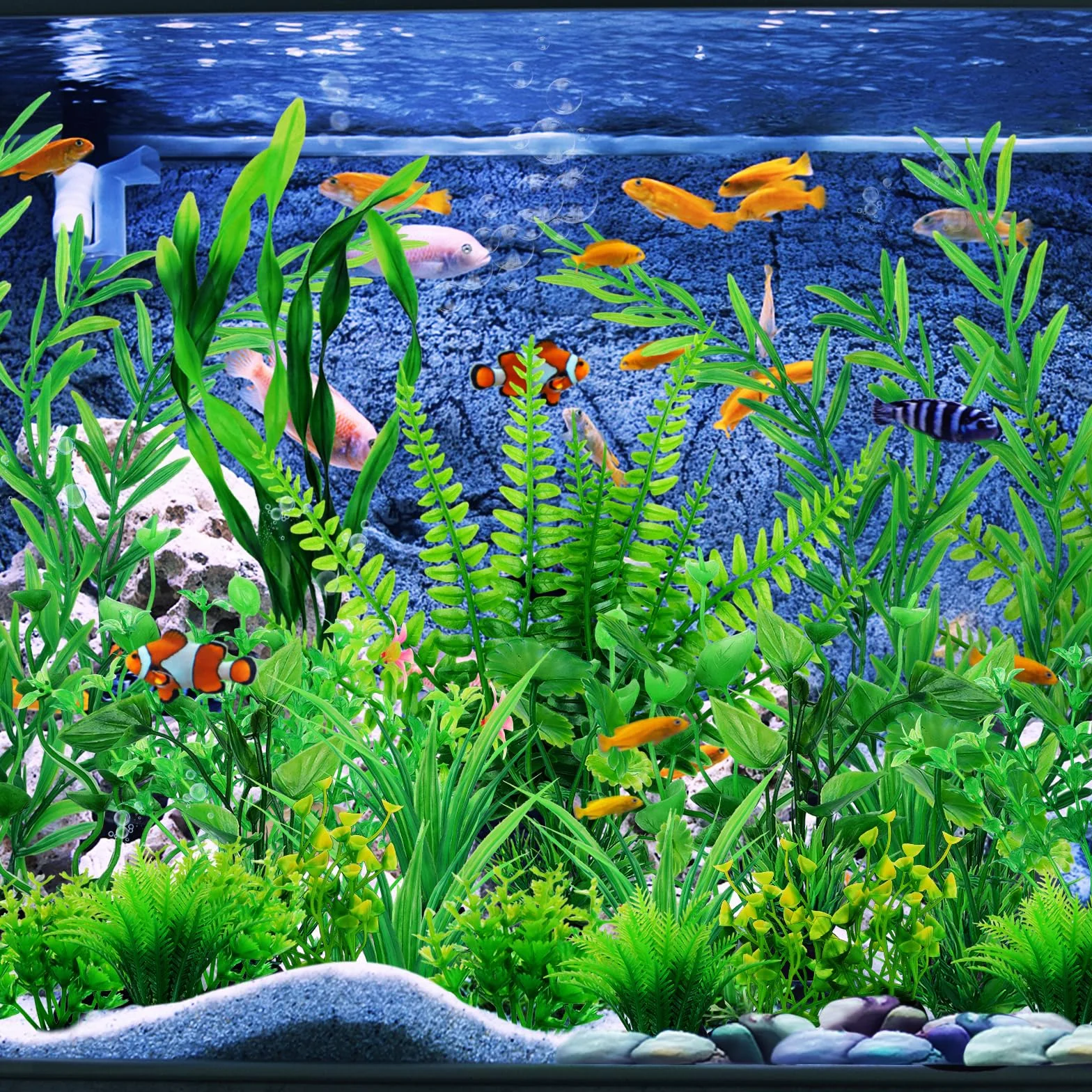 QUOZUO Plantes Artificielle Aquarium Décor 25 Pièces Vert Terrarium Décoration