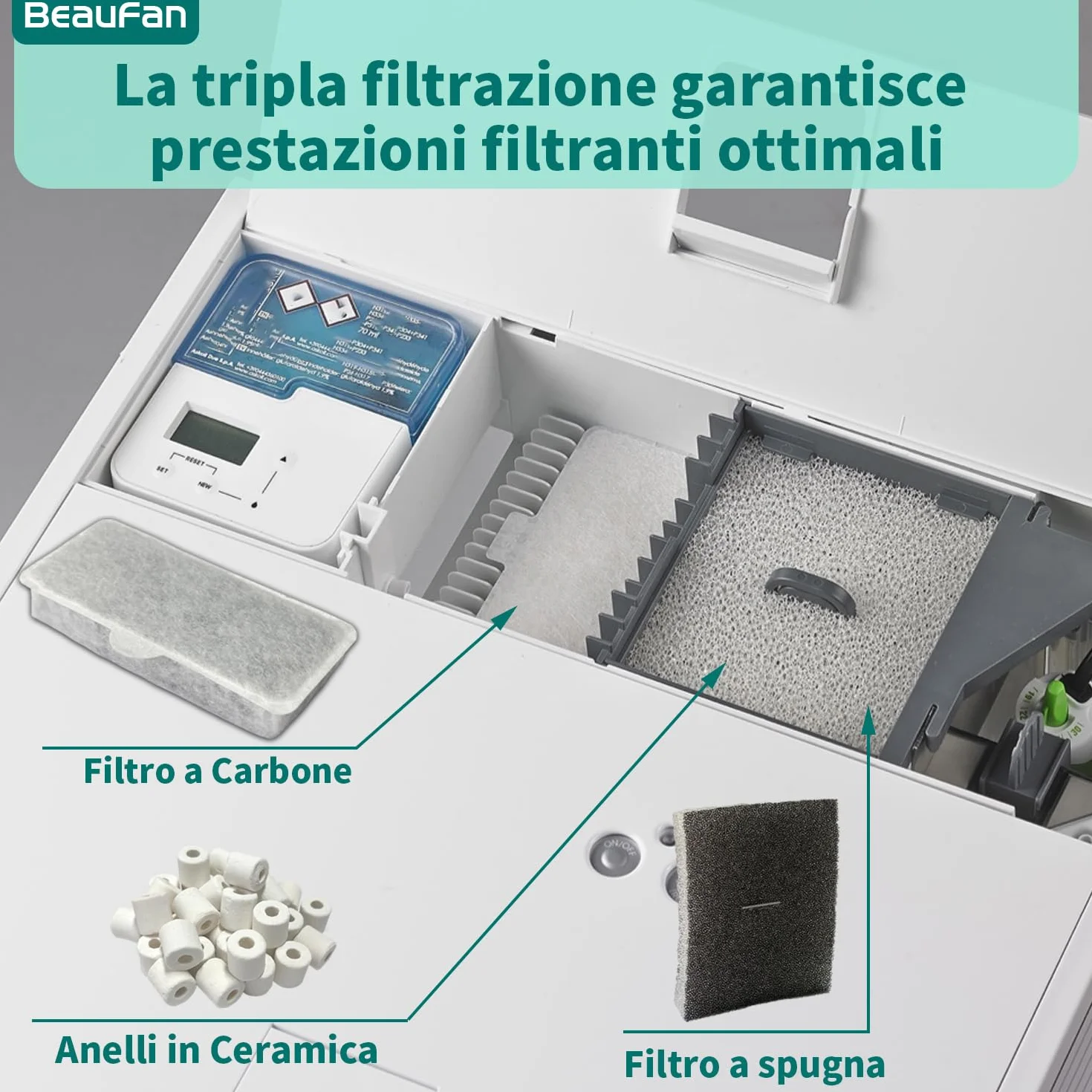 Kit de filtres d'aquarium compatible avec Askoll Pure M-L-XL, 200g anneaux céramique, 4 éponge, 10 charbon actif