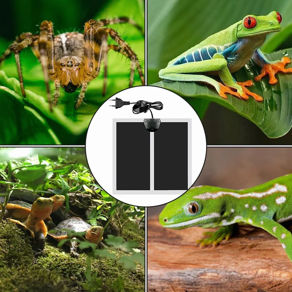 Tapis Chauffant Reptile 5W pour Terrarium avec Contrôle de Température Réglable 14x15cm