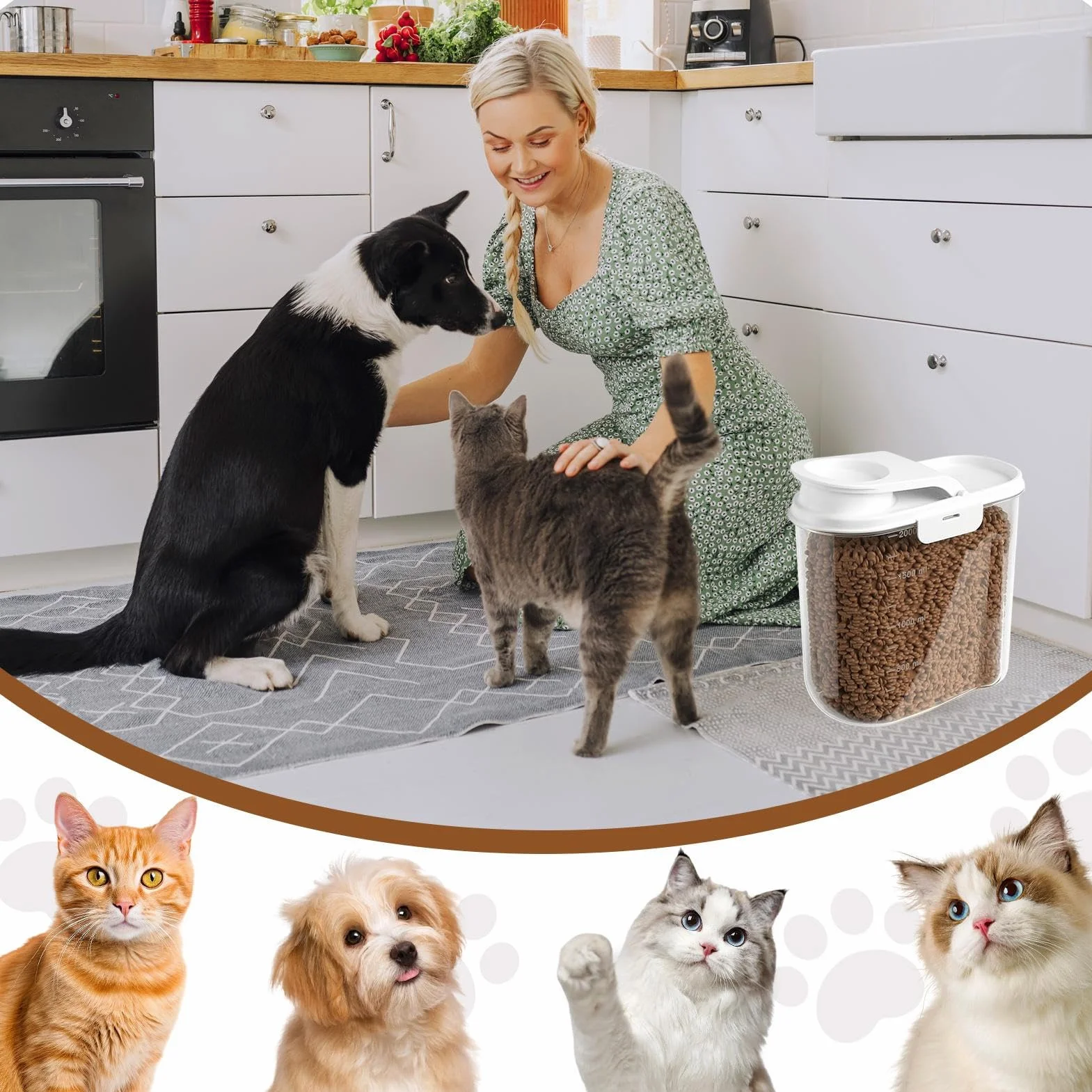 Boîte De Rangement Pour Nourriture De Chat - Récipients pour Croquettes avec Couvercles Étanches | Bac Organisateur 2L Avec Couvercle Pour Garde-Manger Snacks Friandises Pour Chat Riz Céréales