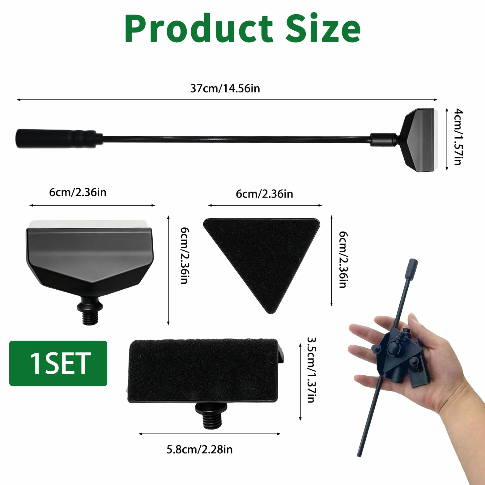 Kit Nettoyage Aquarium 3 en 1 avec Poignée Amovible Grattoir Algues Éponge