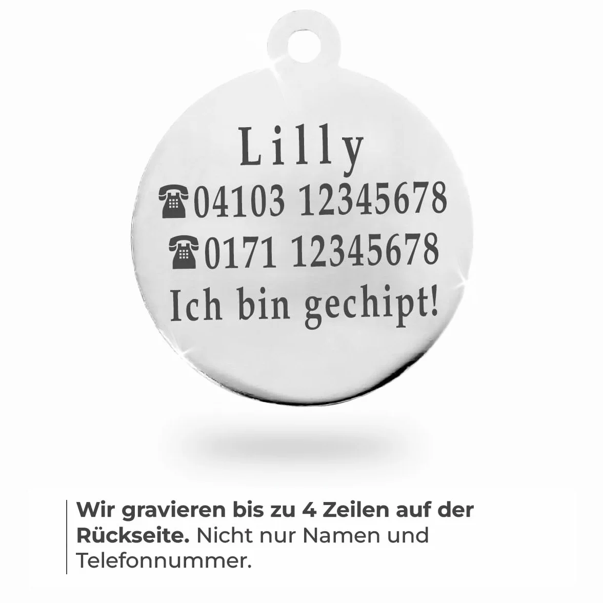 Médaille Chat Personnalisée Avec Gravure Pour Tous Les Âges - En Forme de Tête de Chat (Blanc)