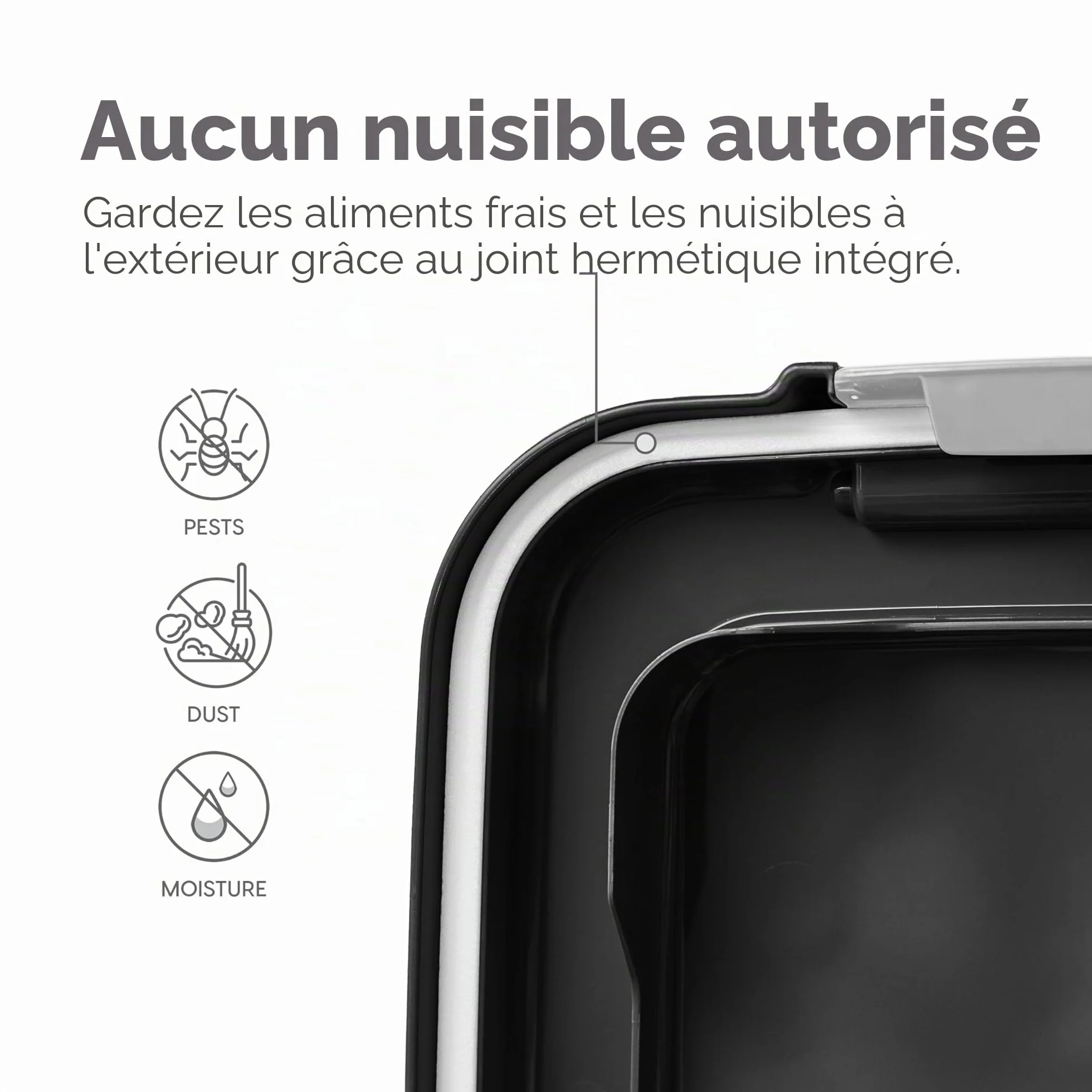 Iris Ohyama Boite Croquettes Chat Hermetique à Roulettes 30L+9L Plastique Noir sans BPA