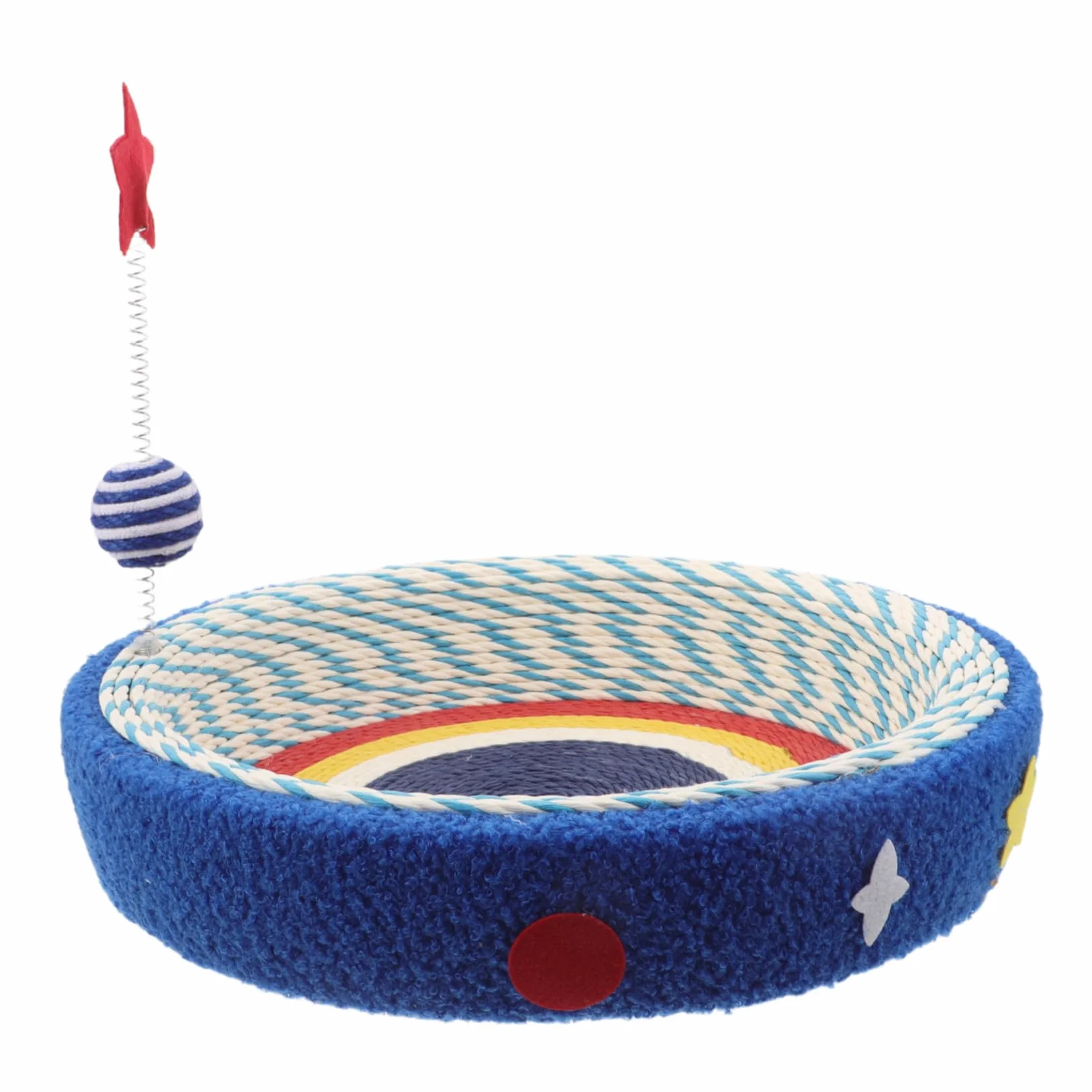 TOYANDONA Griffoir Rond pour Chat avec Coussin Et Gamelle Design Étoilé pour Intérieur Et Compact pour Protéger Meubles Et Satisfaire Instinct