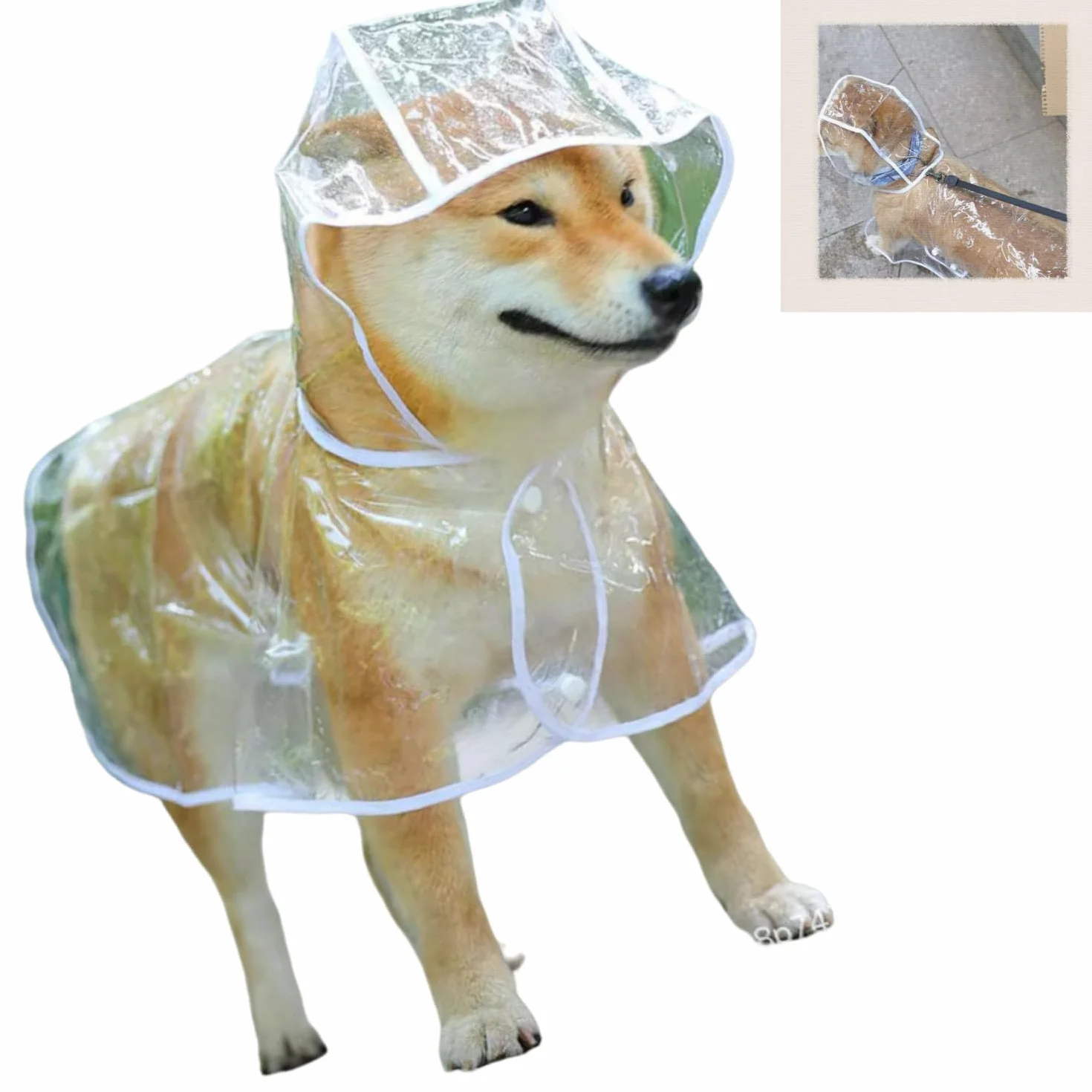 Poncho de Pluie en PVC Transparent Imperméable pour Chien, Taille 52 cm