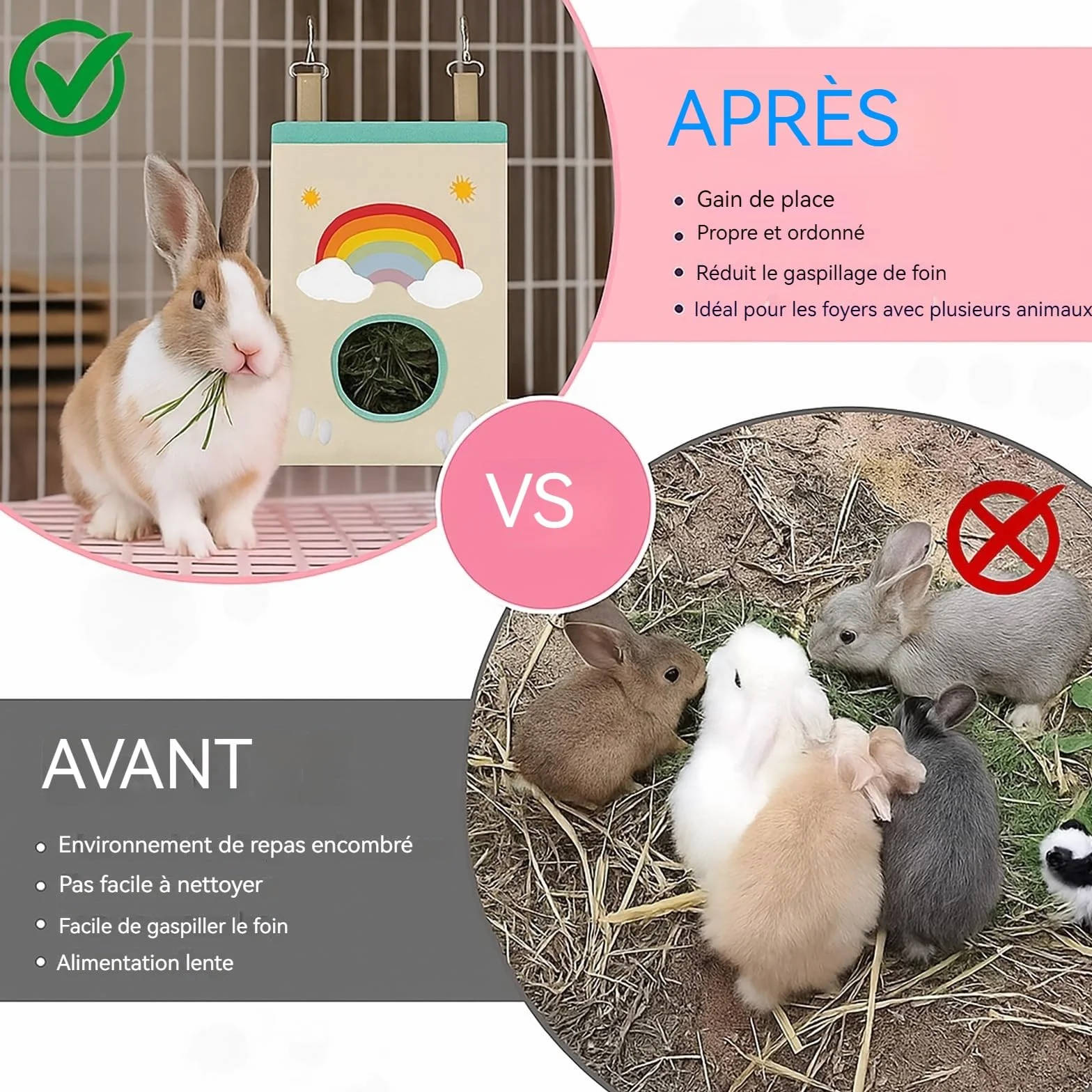 Mangeoire à Foin de Lapin Suspendu pour Hamster Chinchillas