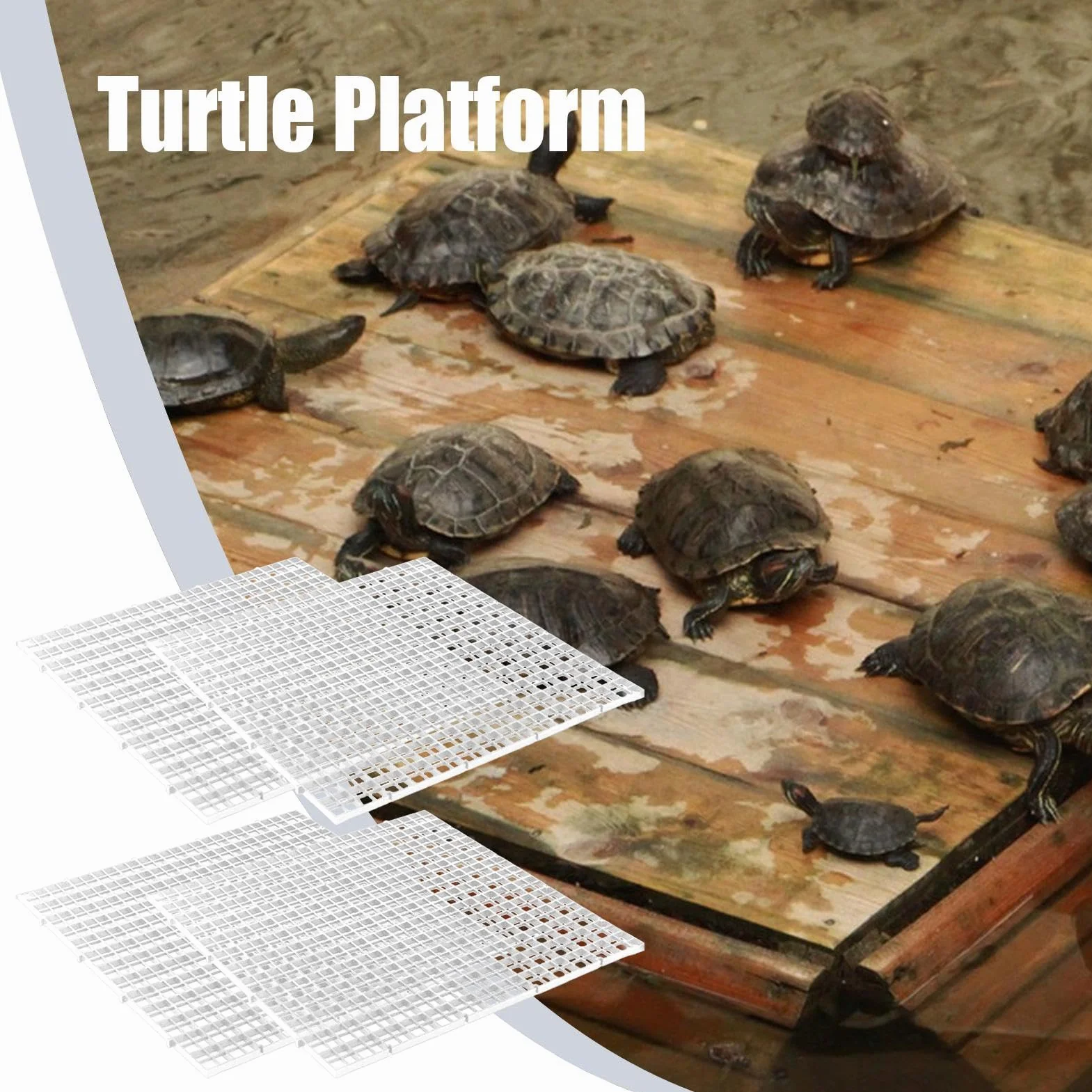 Couvercle d'aquarium Multifonctionnel 4 pièces Anti-Saut pour Tortues