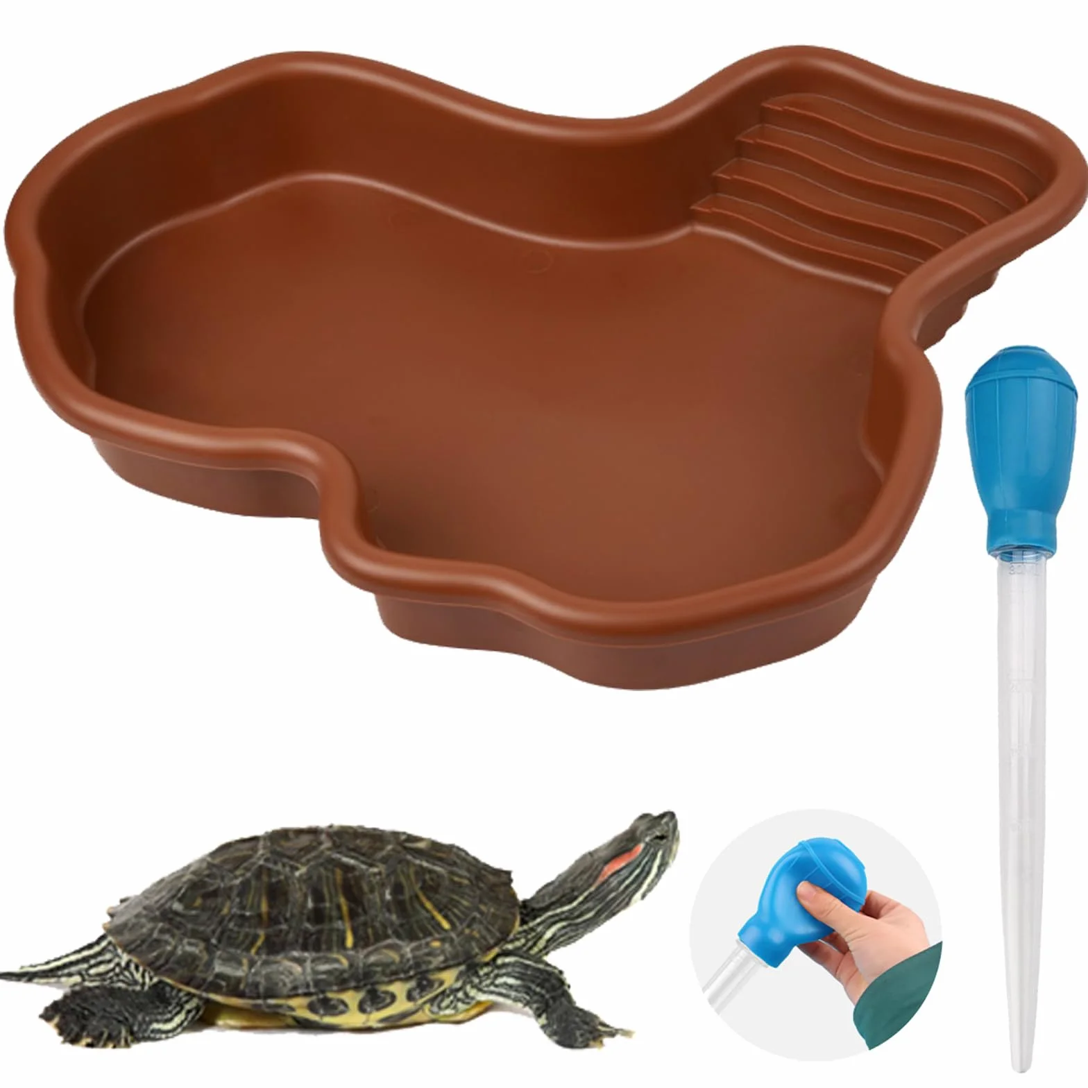 Baignoire pour Reptiles Piscine pour Tortue Terrestre avec Absorbeur d'eau Manuel