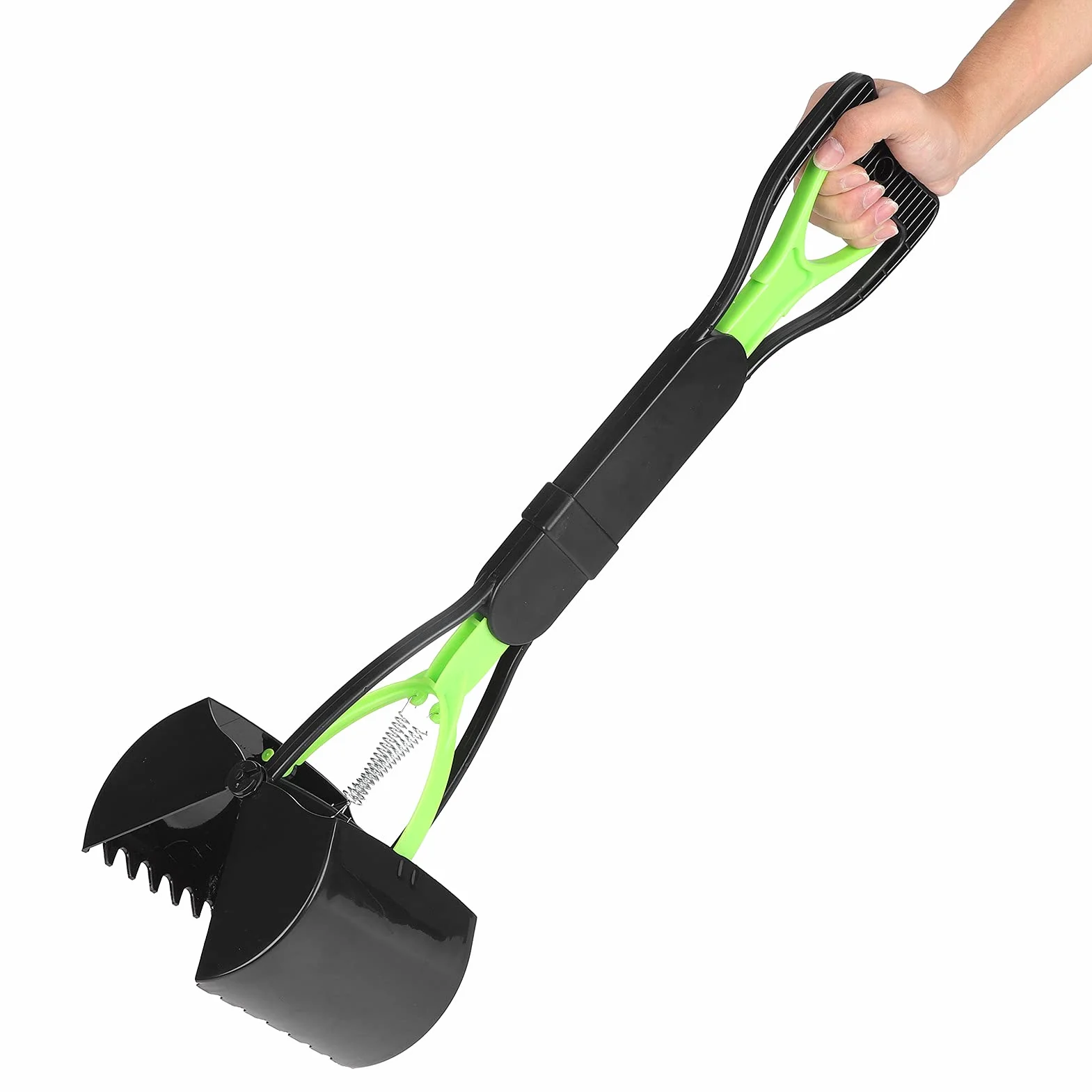 Pelle à Long Manche pour Chien, Compte-Gouttes pour Animaux de Compagnie, Pelle à Caca Portable pour Chien, Collecte des Excréments de Chien ou des Excréments d'animaux, 60 Cm(Vert et Noir)