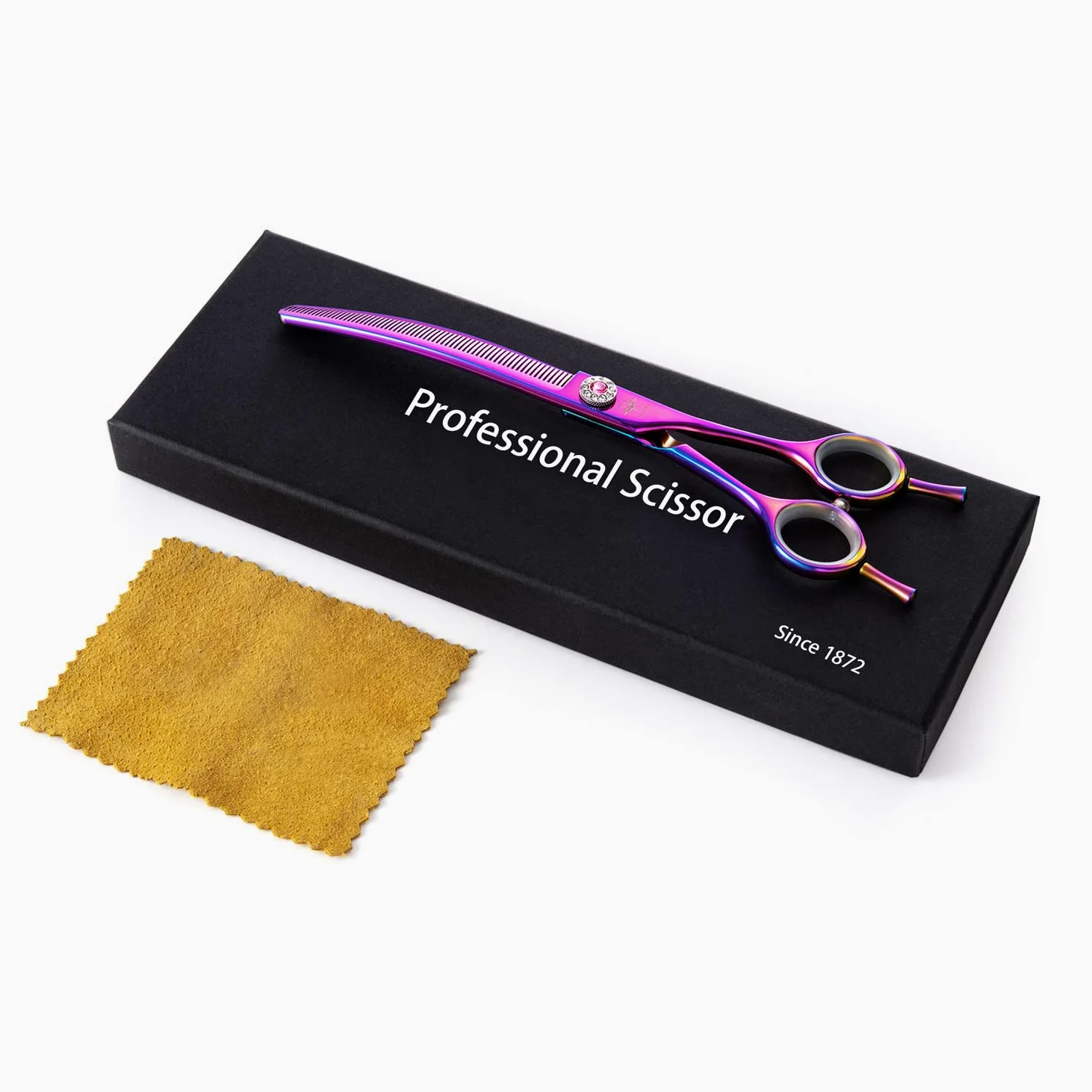 Ciseaux Sculpteurs Effileurs Professionnels Pour Chien Chats Poils Long Épais Bague Ciseaux Toilettage Bout Rond Sécurité Inox Incurvé Courbé Ciseaux Poils Animaux Débutant Luxe 7 Pouces Violet