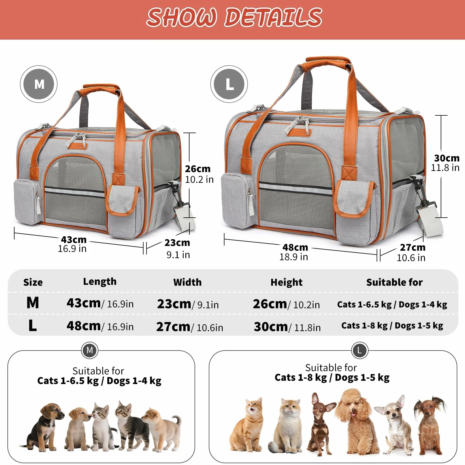 PETCUTE Sac Transport Chat Chien Respirant avec Tapis en Laine Lavable et Bandoulière Réglable